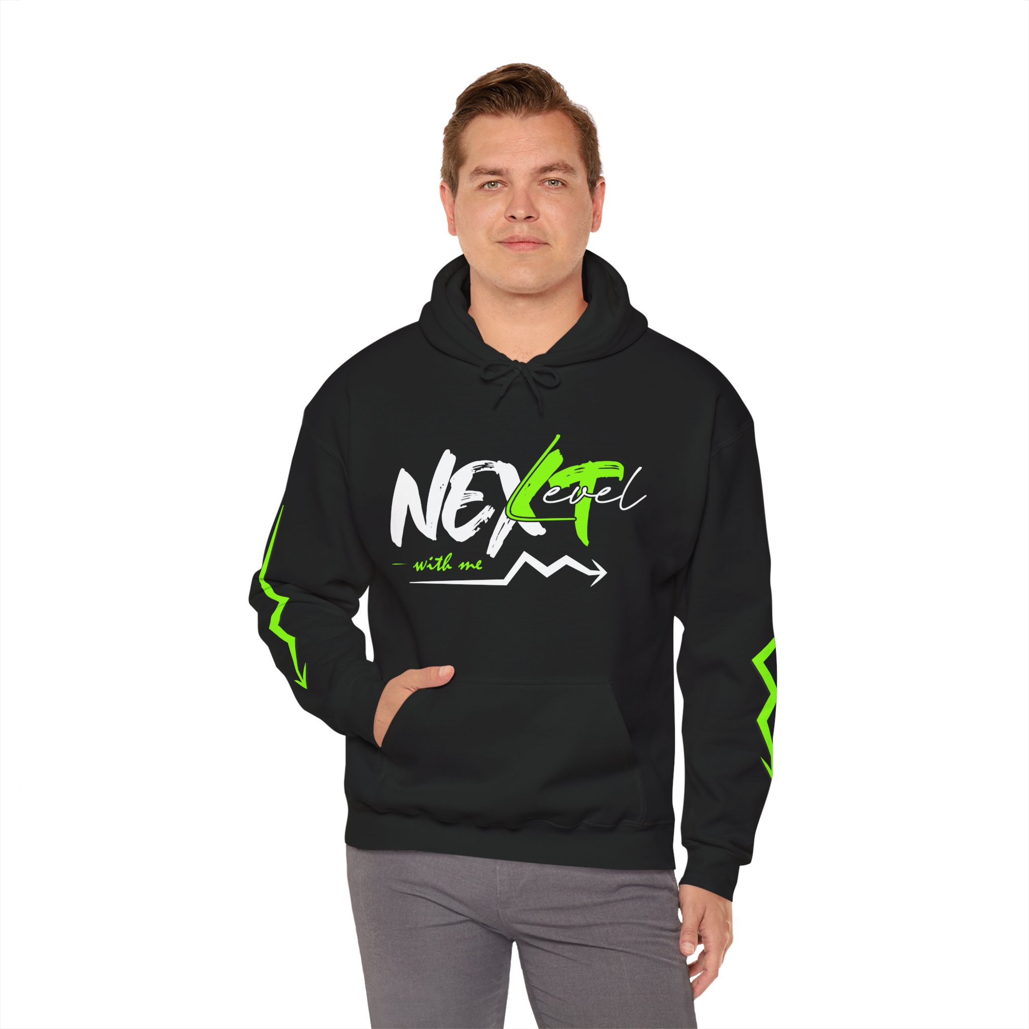 Next Level Hoodie — Neon Green Graphic Pullover