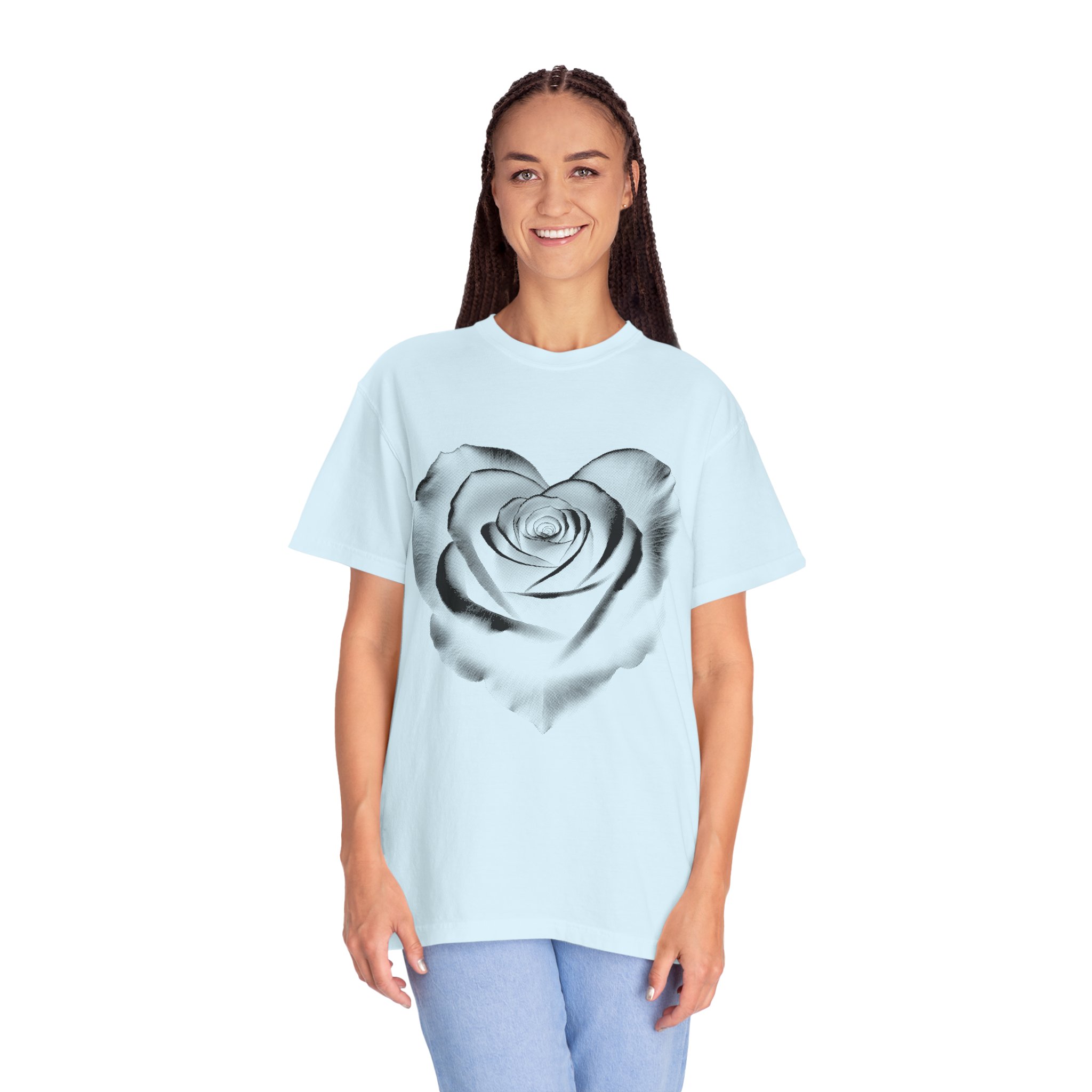 Rose Heart T-Shirt — Monochrome Floral Graphic Tee - Image 12