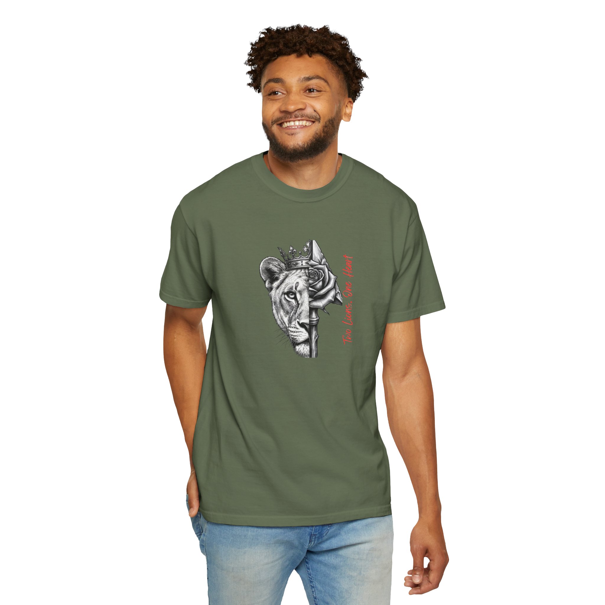 Lion King Crown T-Shirt — “You Love Your Heart” Artistic Half-Face Design - Image 9