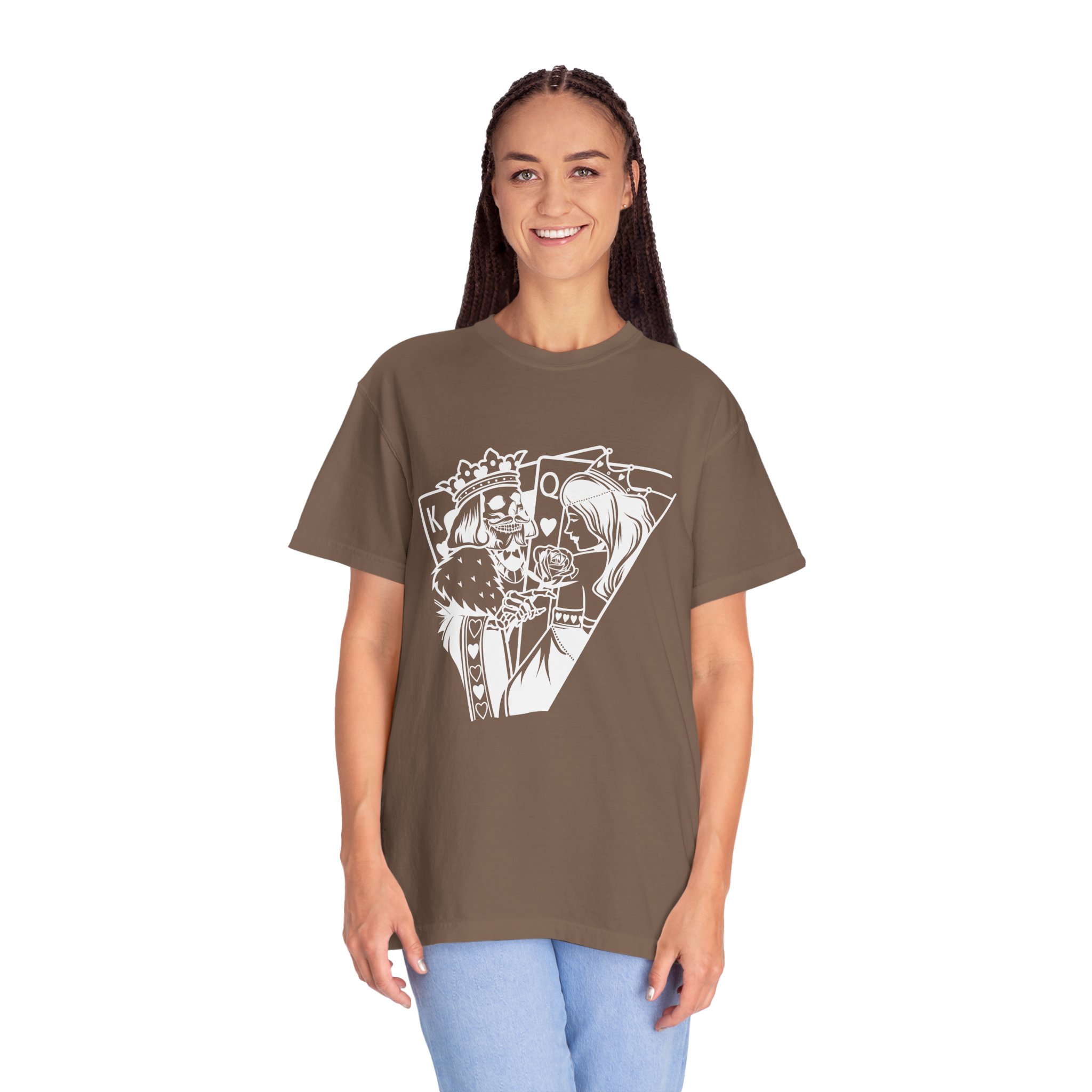 King and Queen Playing Cards T-Shirt — Romantic Card Game Illustration - Image 7