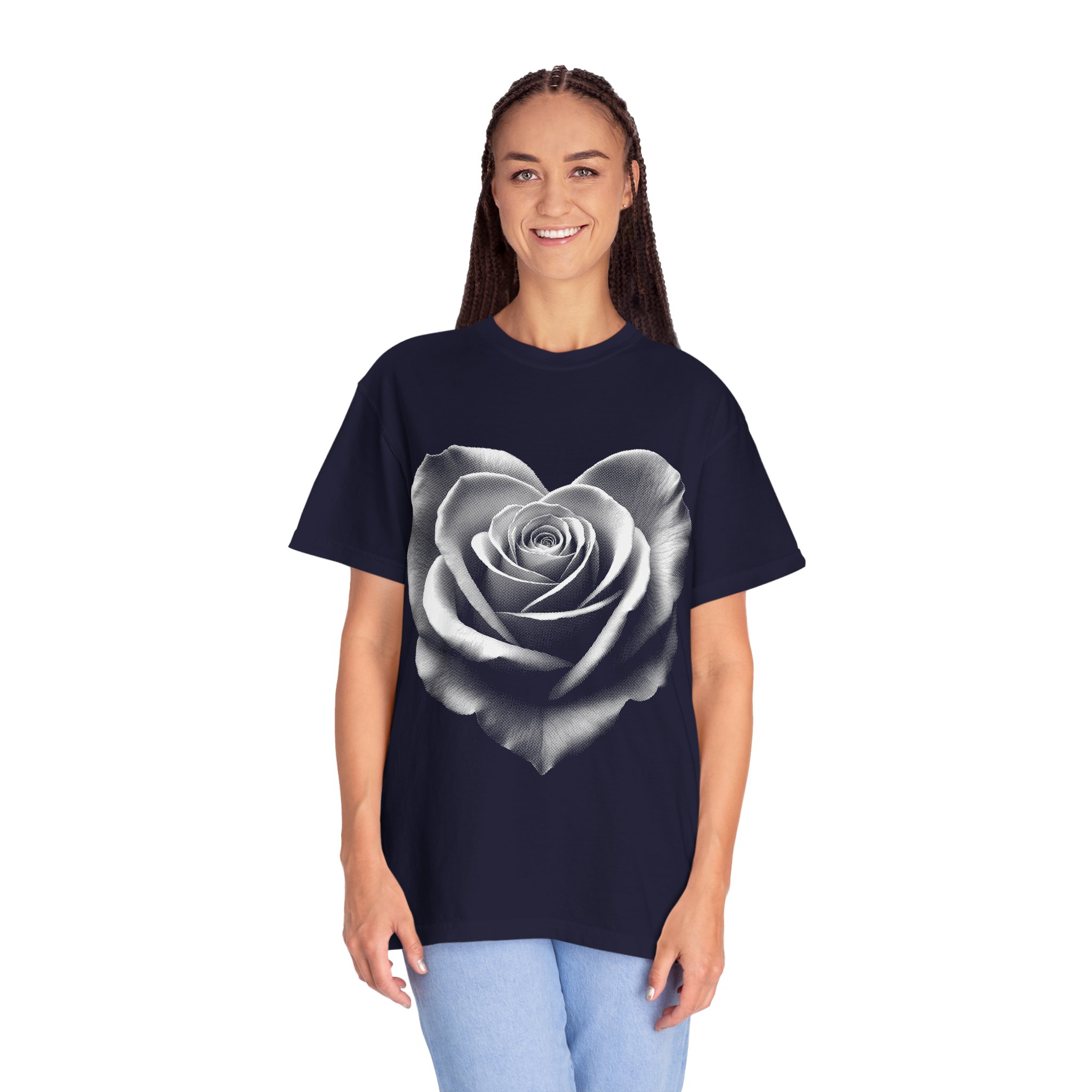 Rose Heart T-Shirt — Vintage White Rose Graphic Tee for Women & Men - Image 14