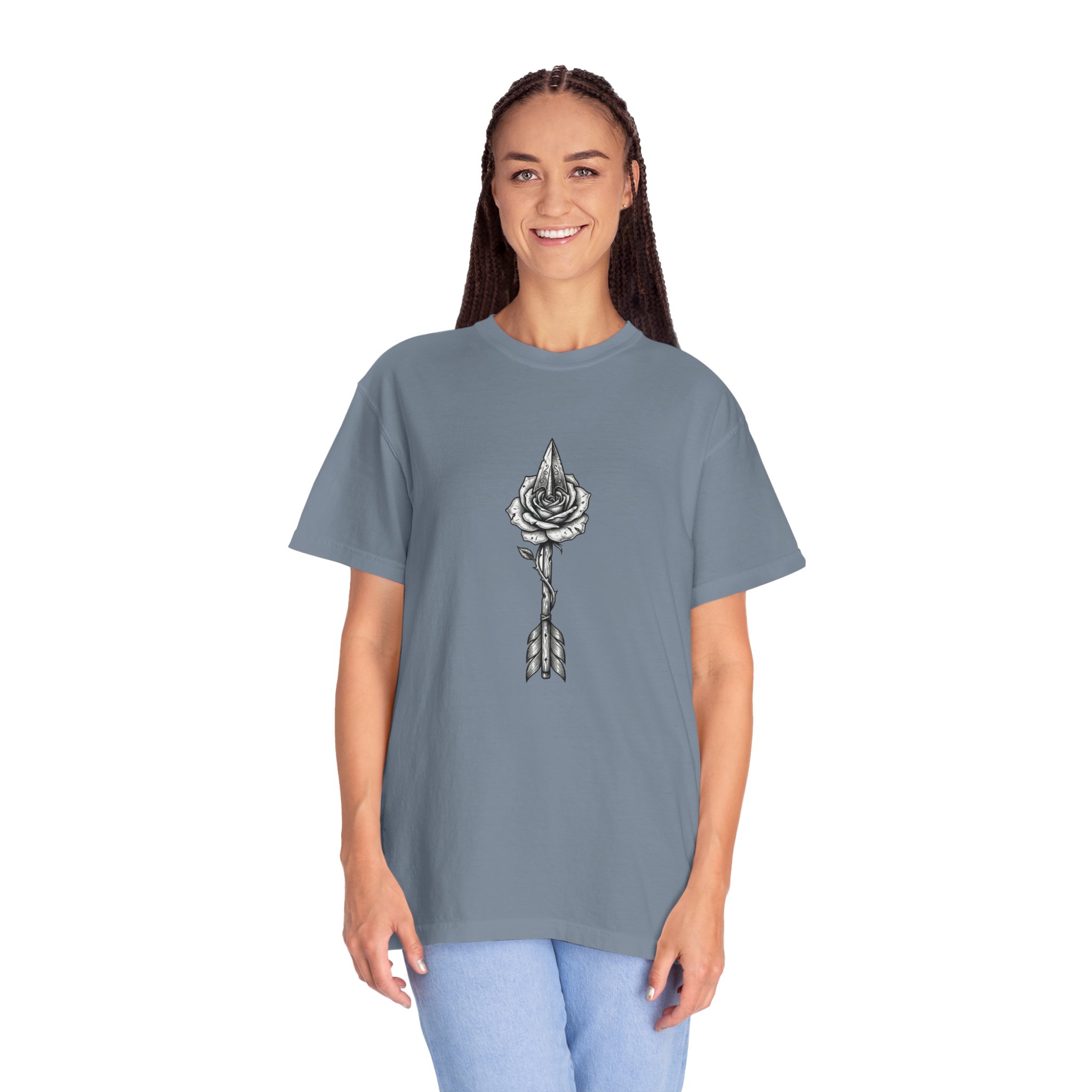 Rose Arrow T-Shirt — Minimal Floral Arrow Graphic Tee - Image 13