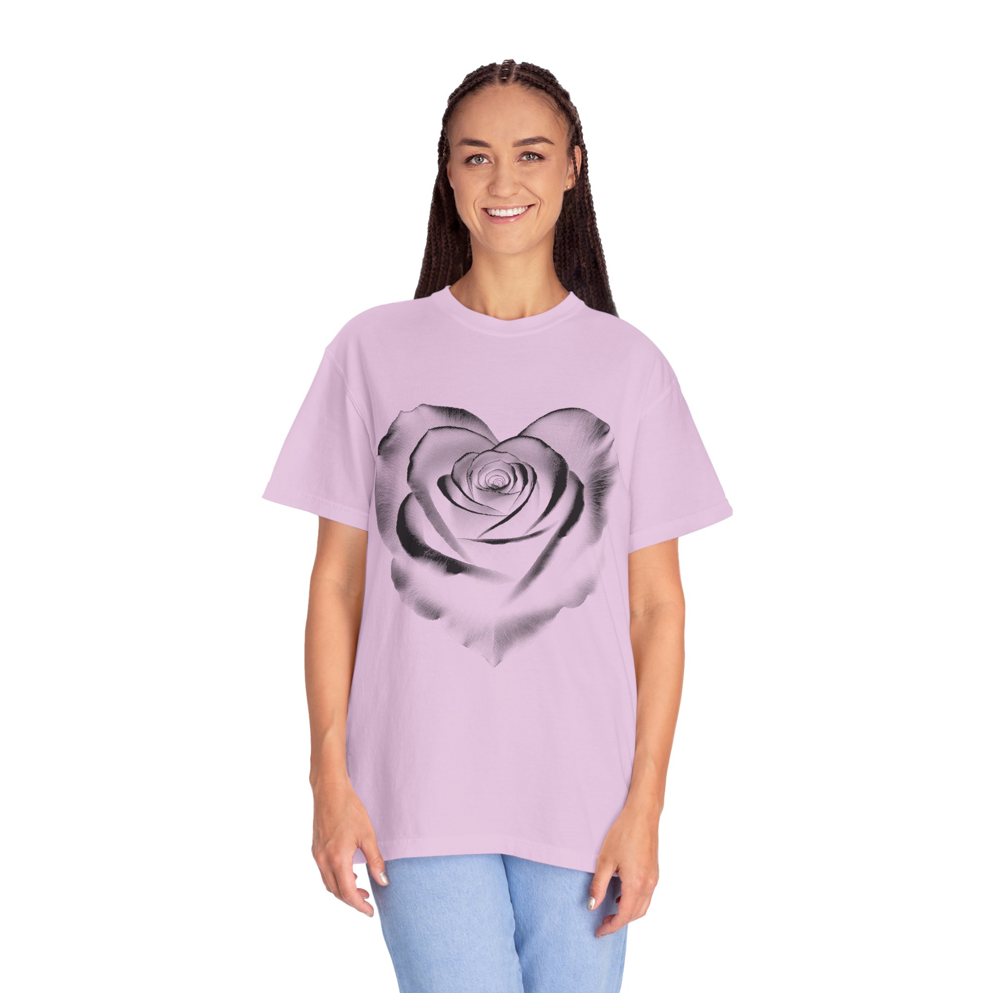 Rose Heart T-Shirt — Monochrome Floral Graphic Tee - Image 17