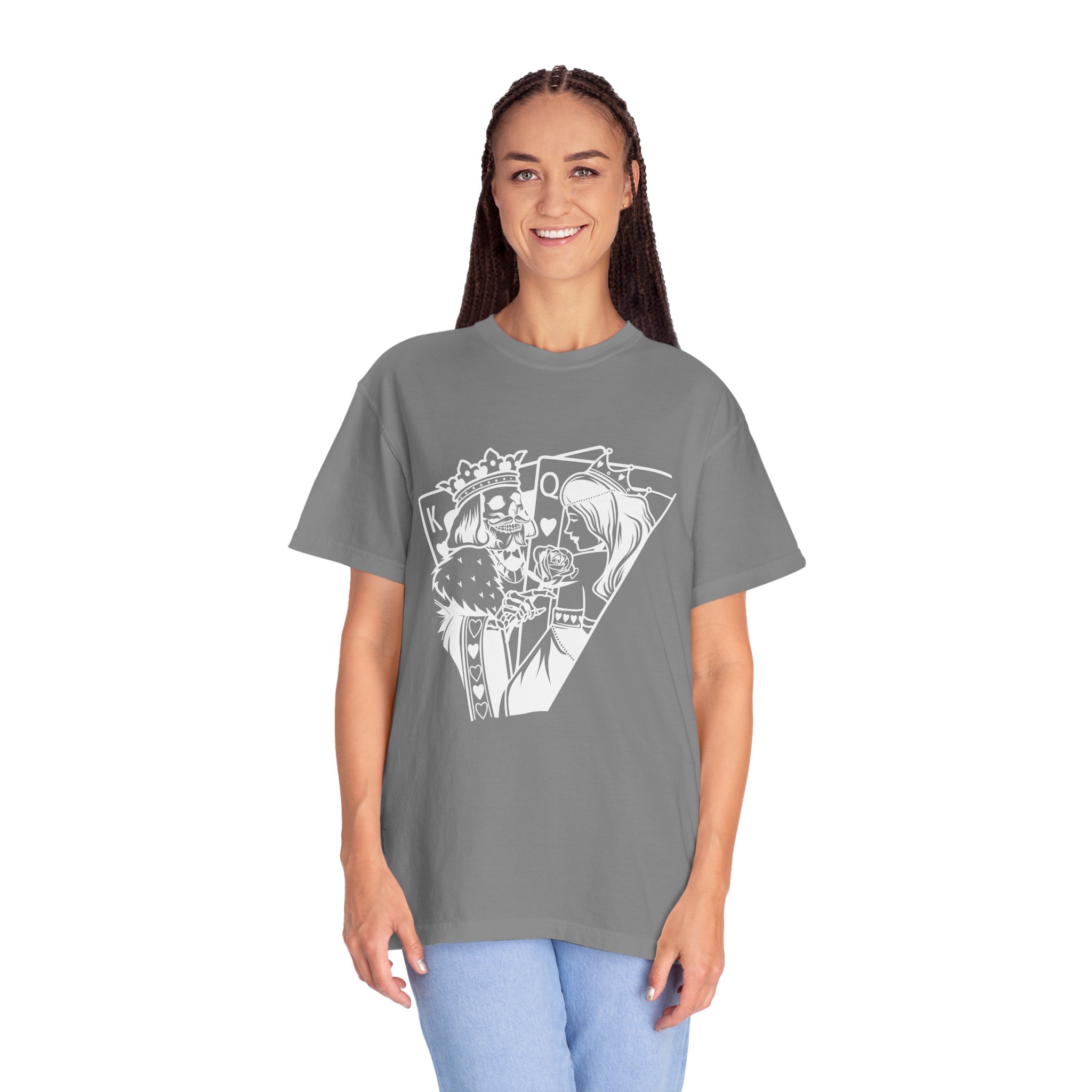 King and Queen Playing Cards T-Shirt — Romantic Card Game Illustration - Image 9