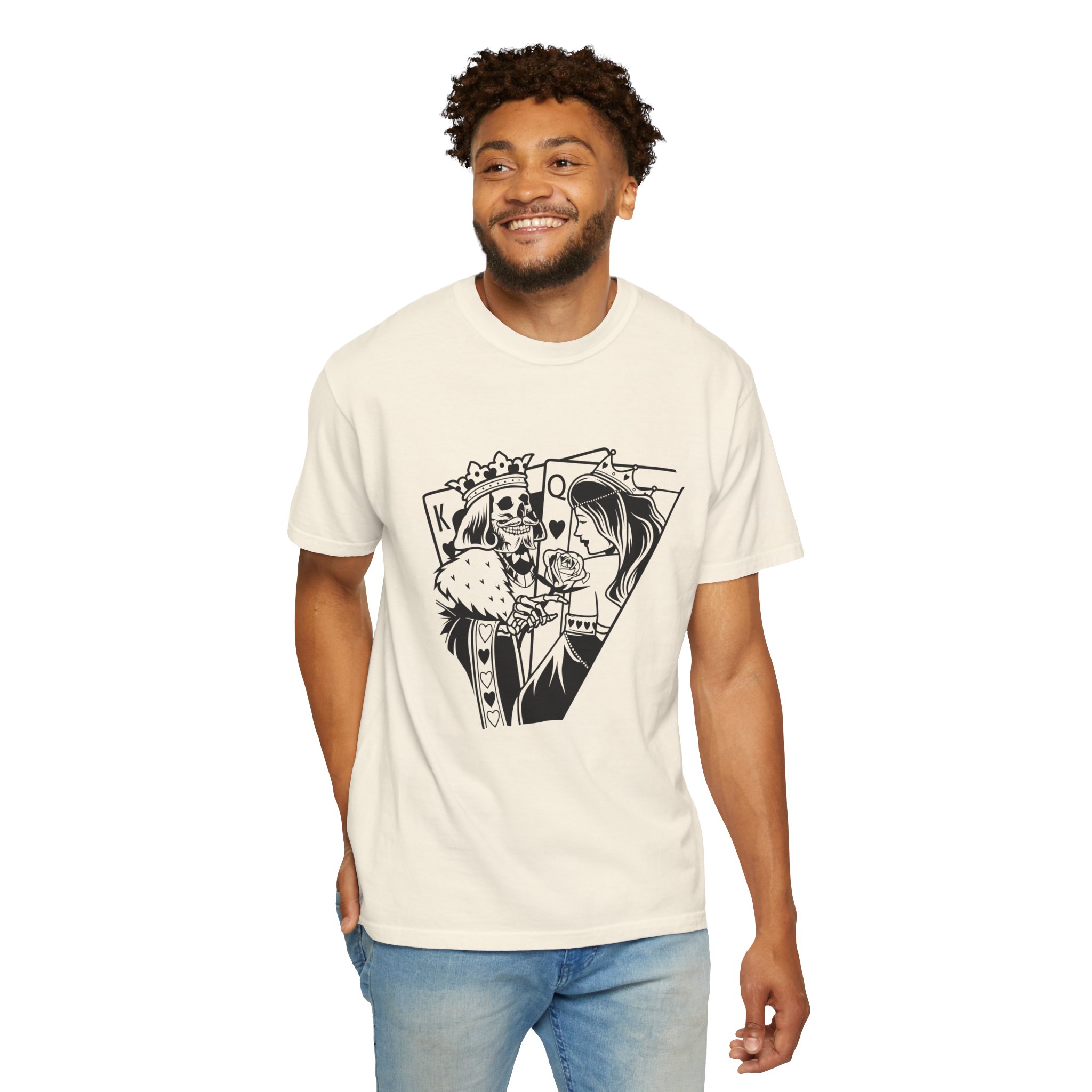 King & Queen Skull T-Shirt — Gothic Playing Card Design - Image 3