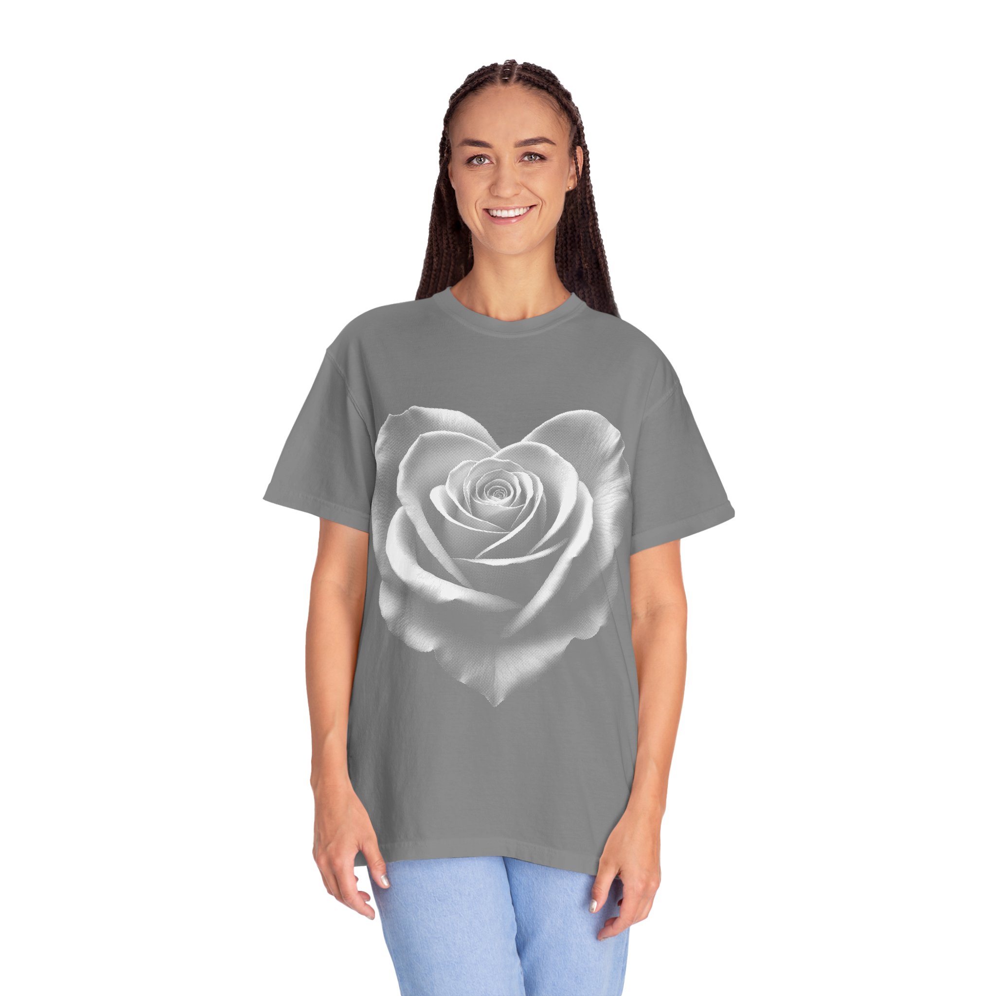 Rose Heart T-Shirt — Vintage White Rose Graphic Tee for Women & Men - Image 6