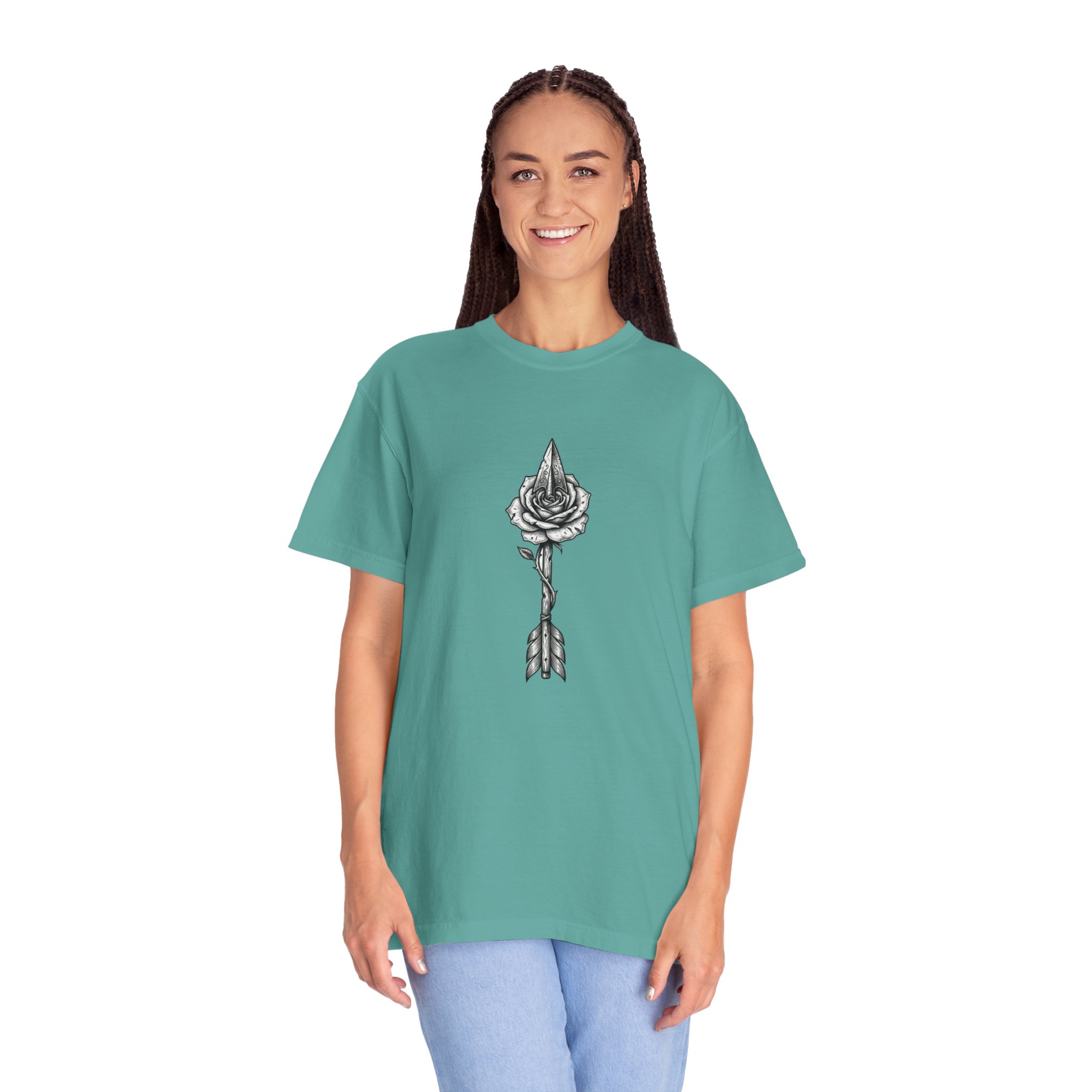 Rose Arrow T-Shirt — Minimal Floral Arrow Graphic Tee - Image 11