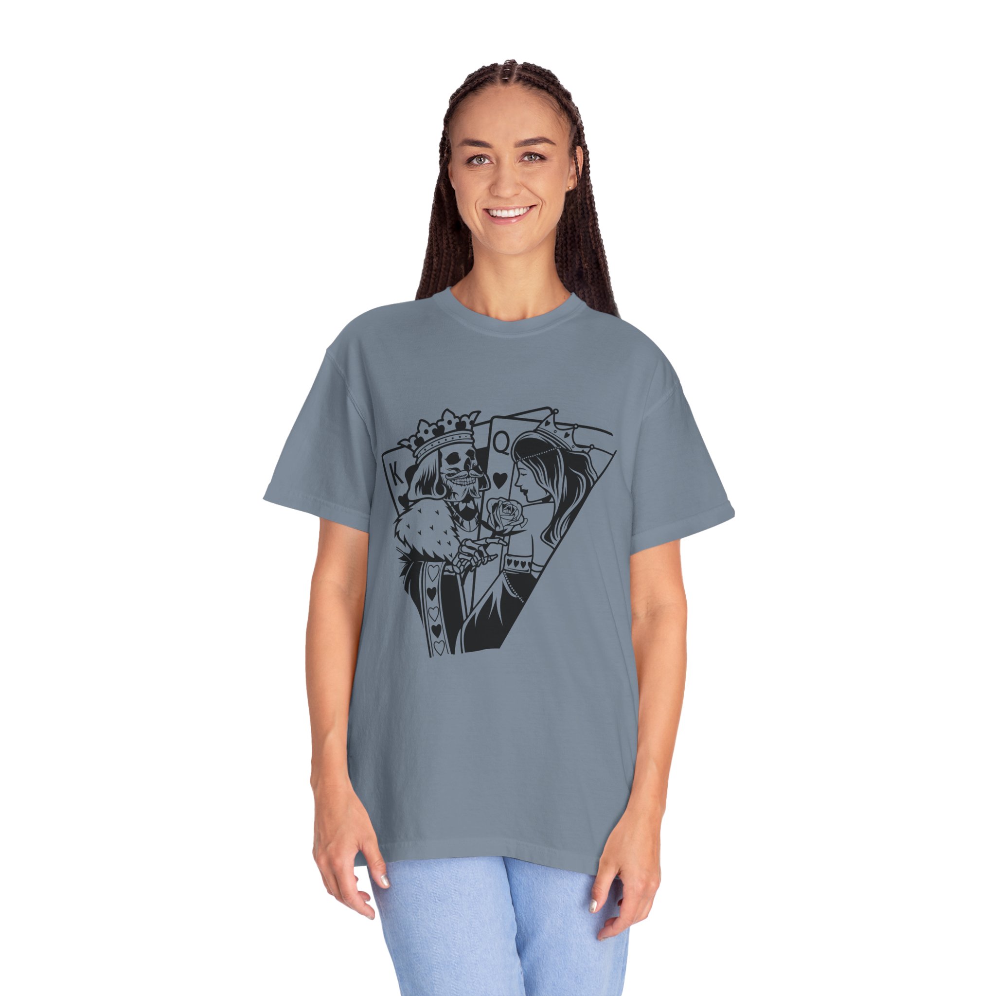King & Queen Playing Card T-Shirt — Skeletal Romance Graphic Tee - Image 11