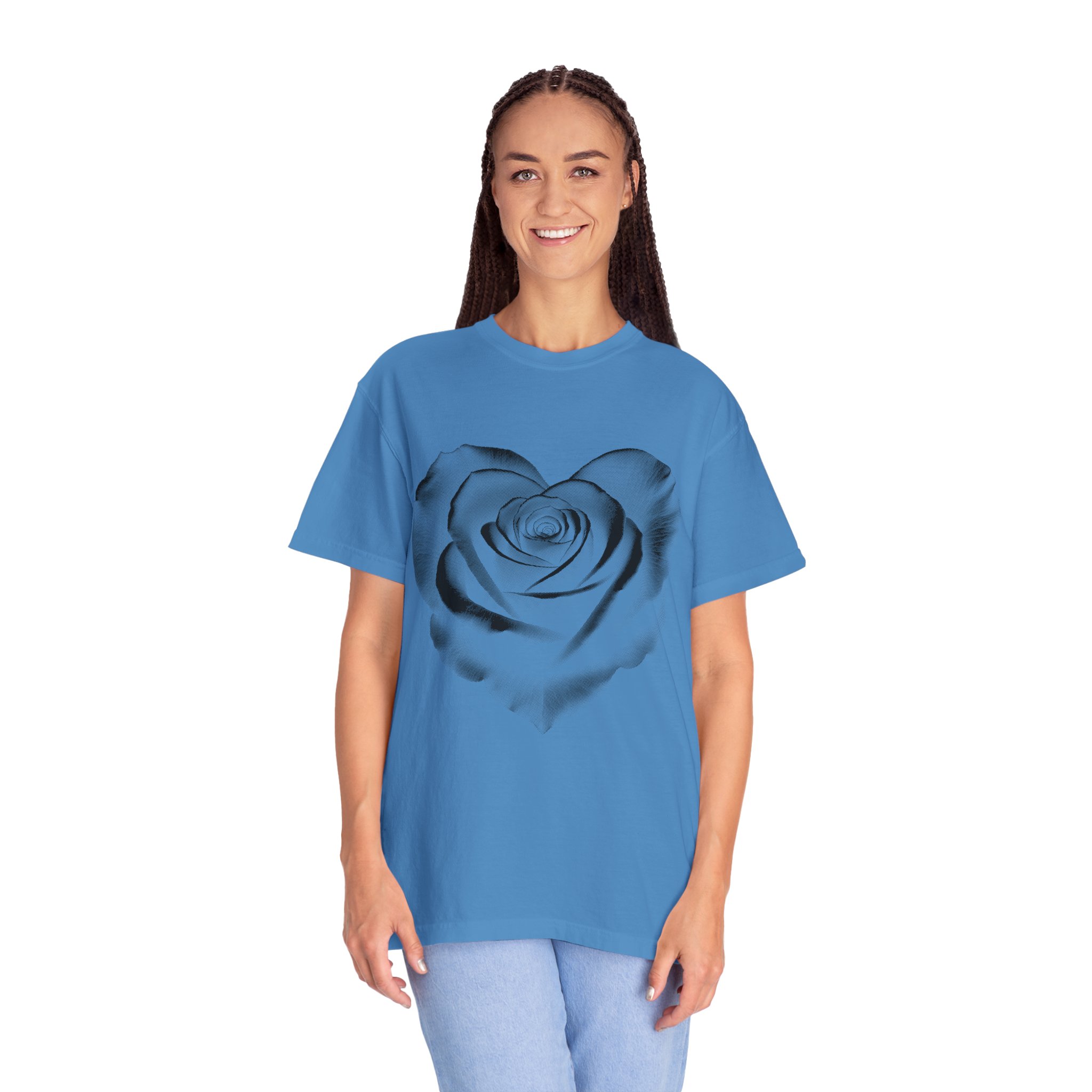 Rose Heart T-Shirt — Monochrome Floral Graphic Tee - Image 14