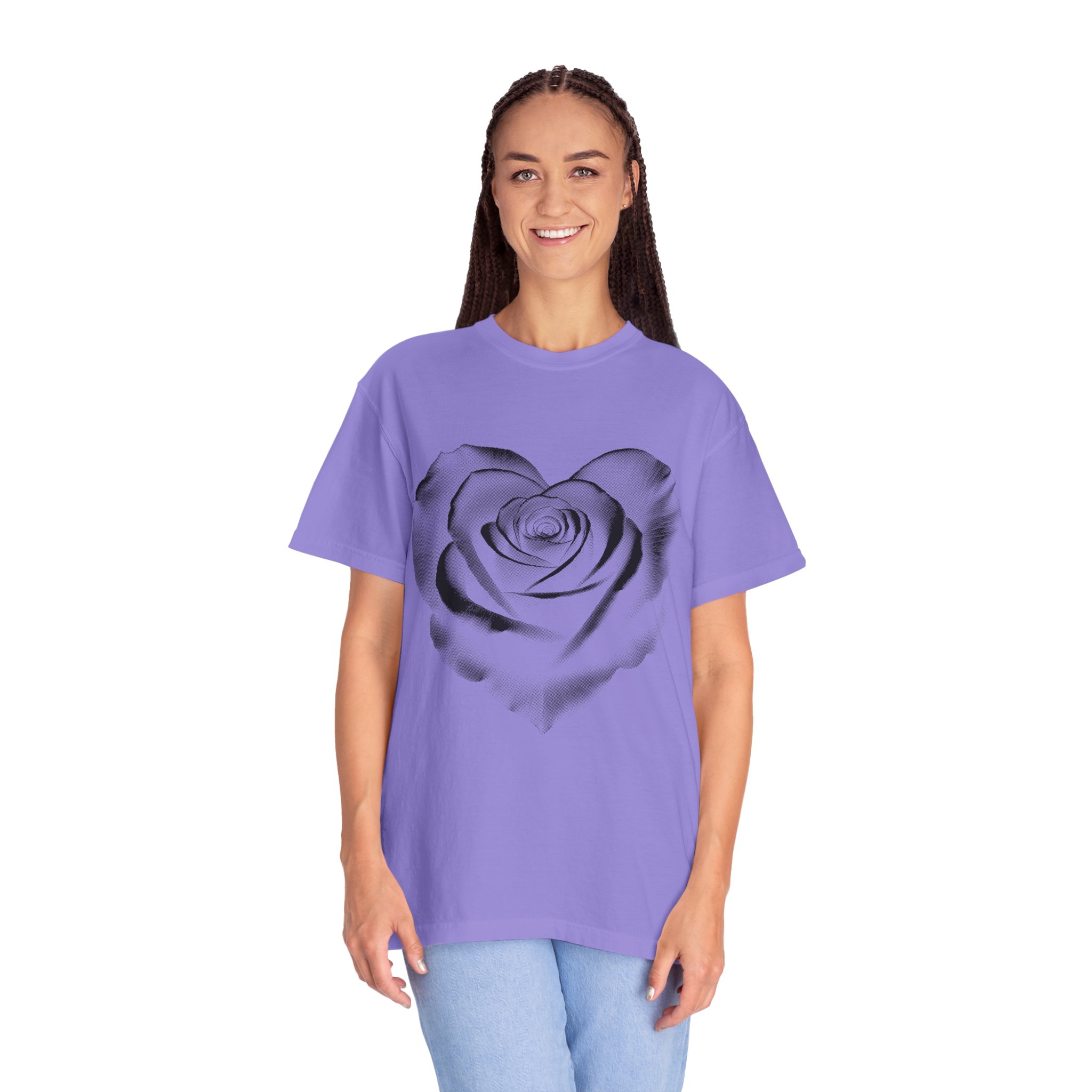 Rose Heart T-Shirt — Monochrome Floral Graphic Tee - Image 16