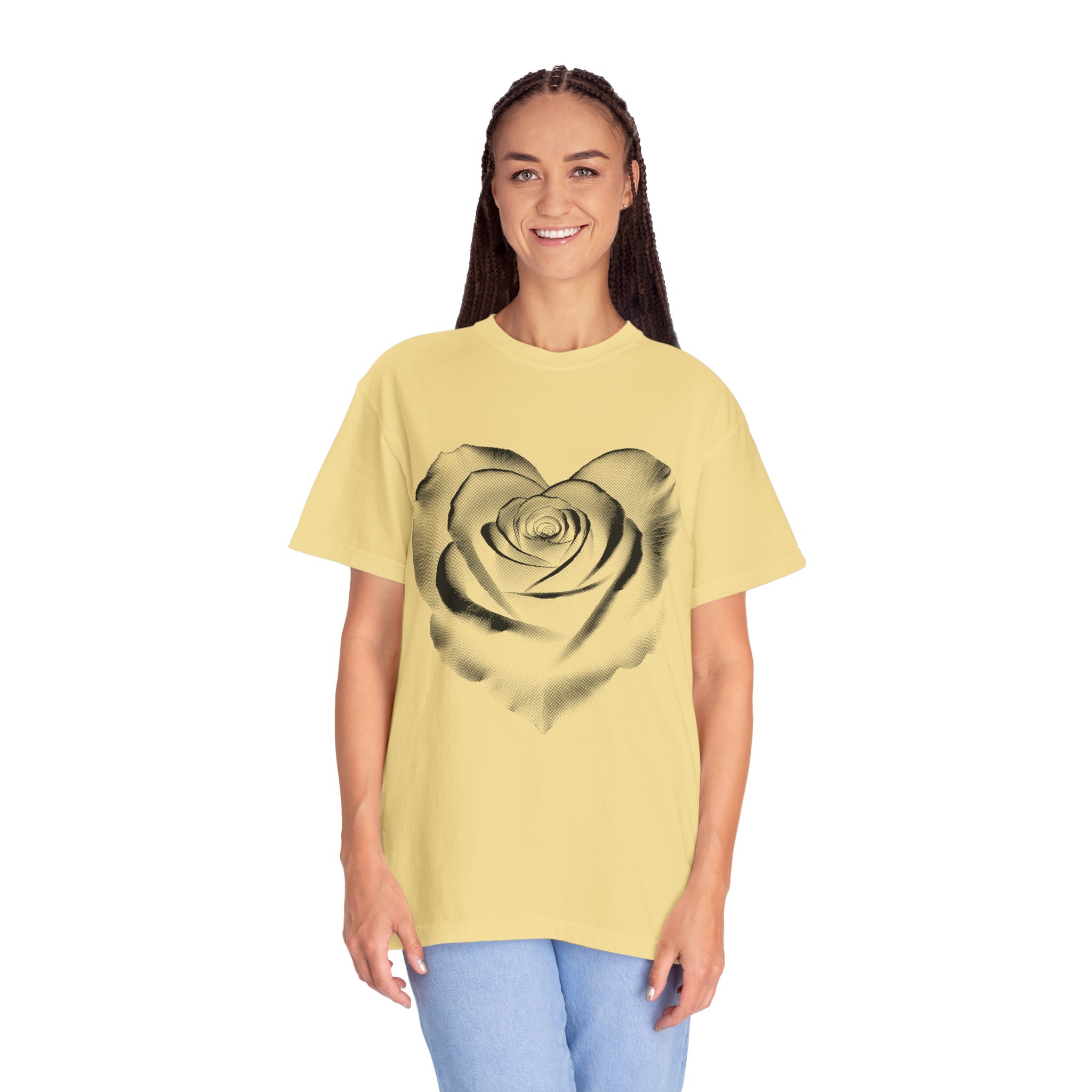 Rose Heart T-Shirt — Monochrome Floral Graphic Tee - Image 7