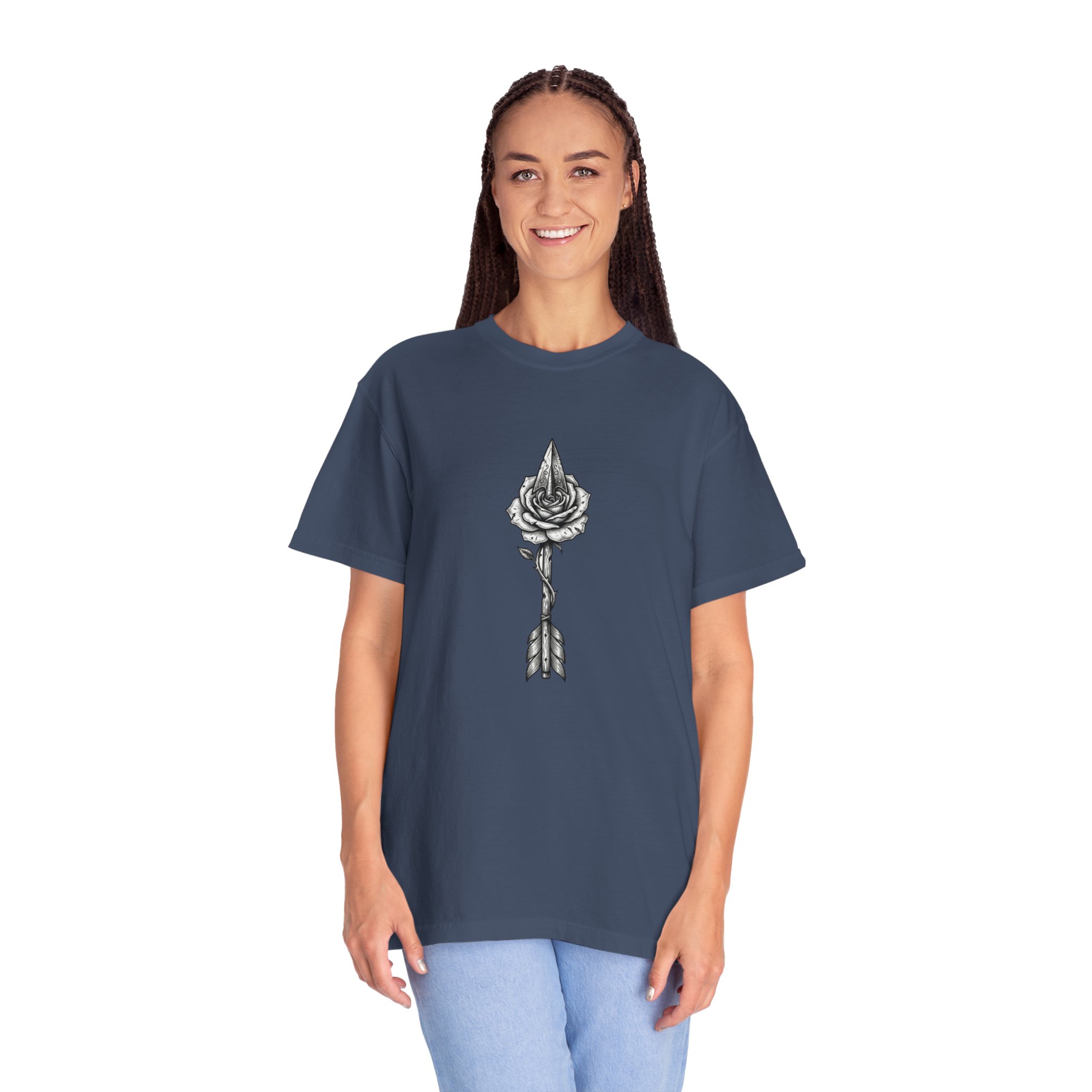 Rose Arrow T-Shirt — Minimal Floral Arrow Graphic Tee - Image 15