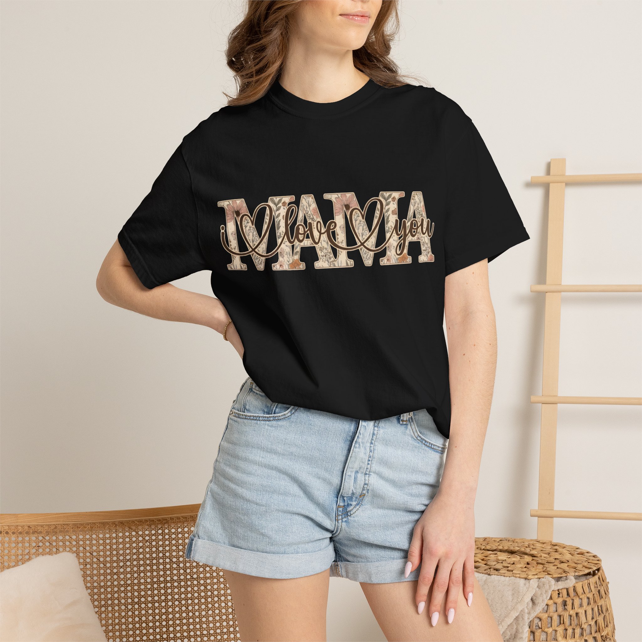Mama I Love You T-Shirt — Floral Leopard Mom Tee - Image 87