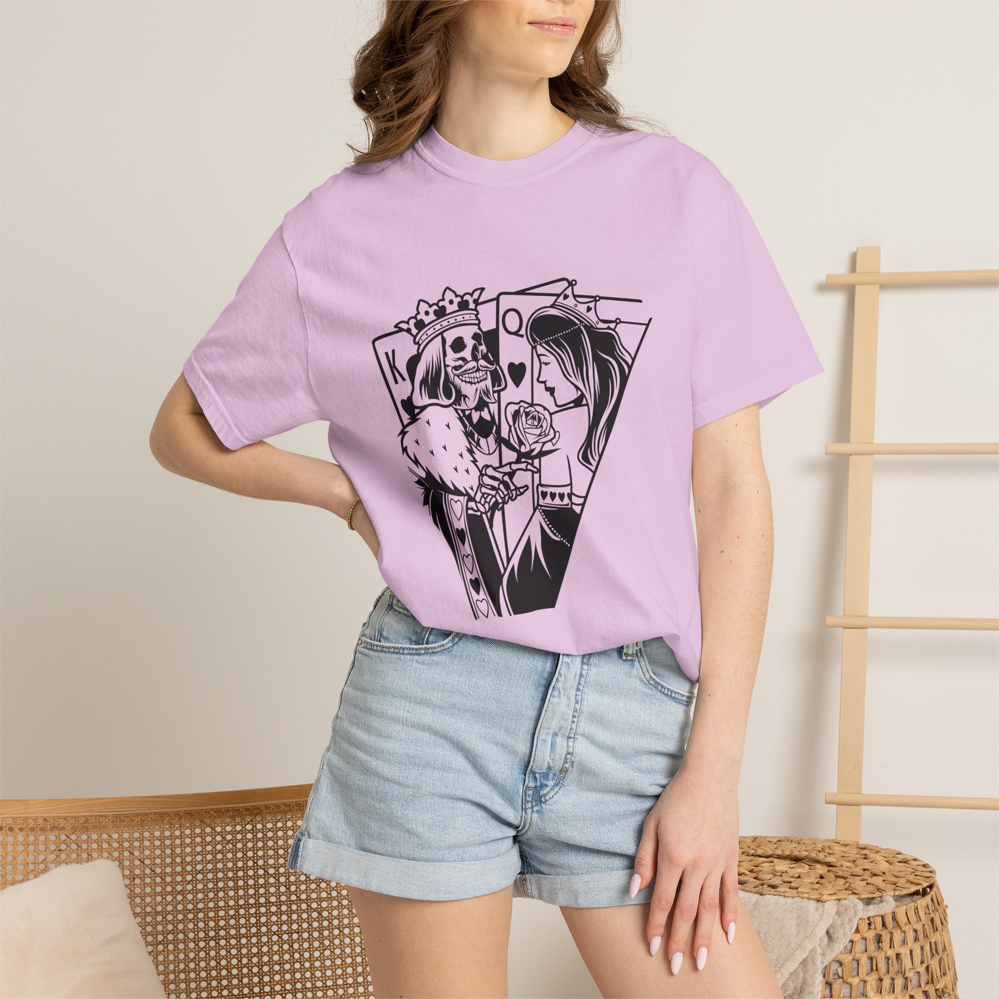 King & Queen Playing Card T-Shirt — Skeletal Romance Graphic Tee - Image 17