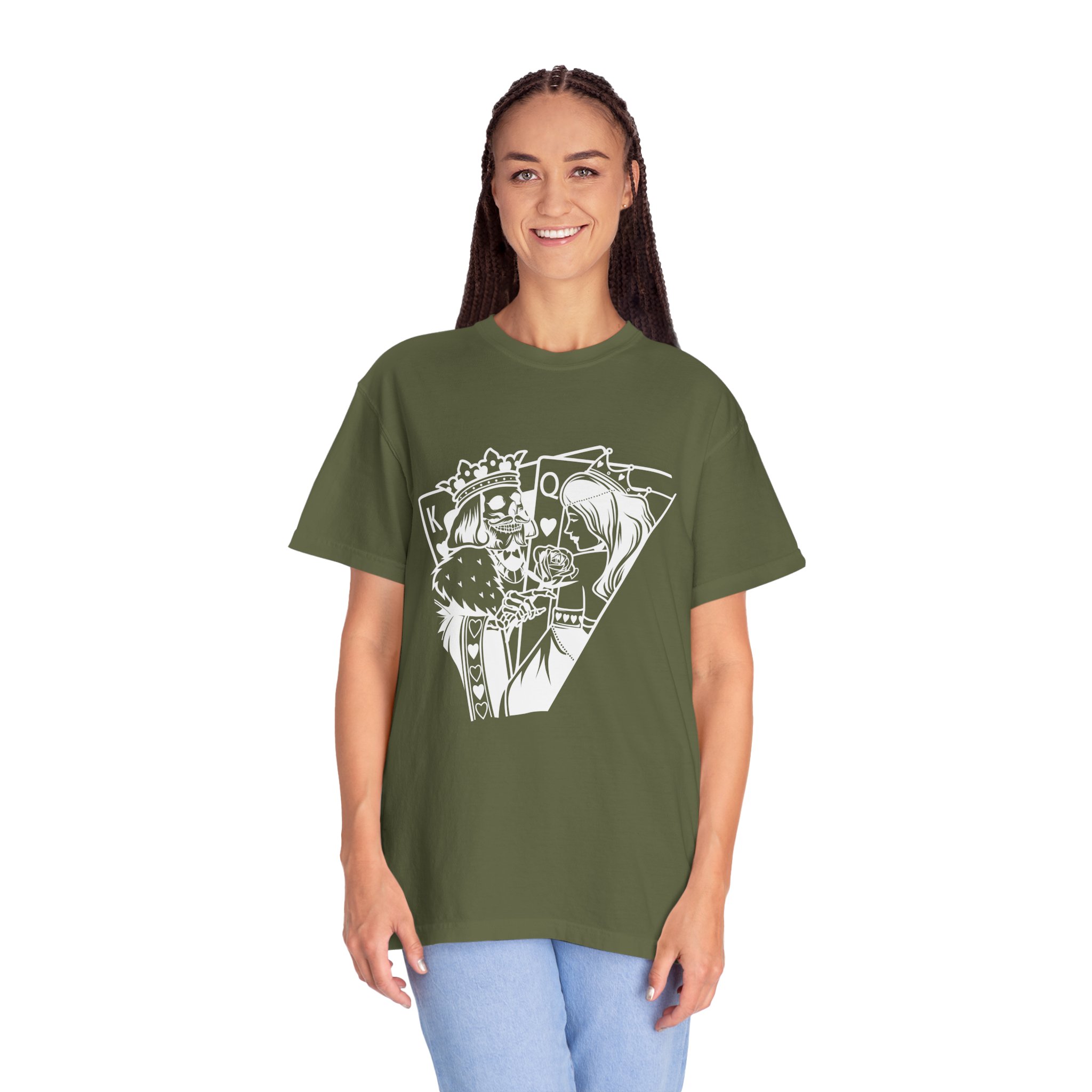King and Queen Playing Cards T-Shirt — Romantic Card Game Illustration - Image 11