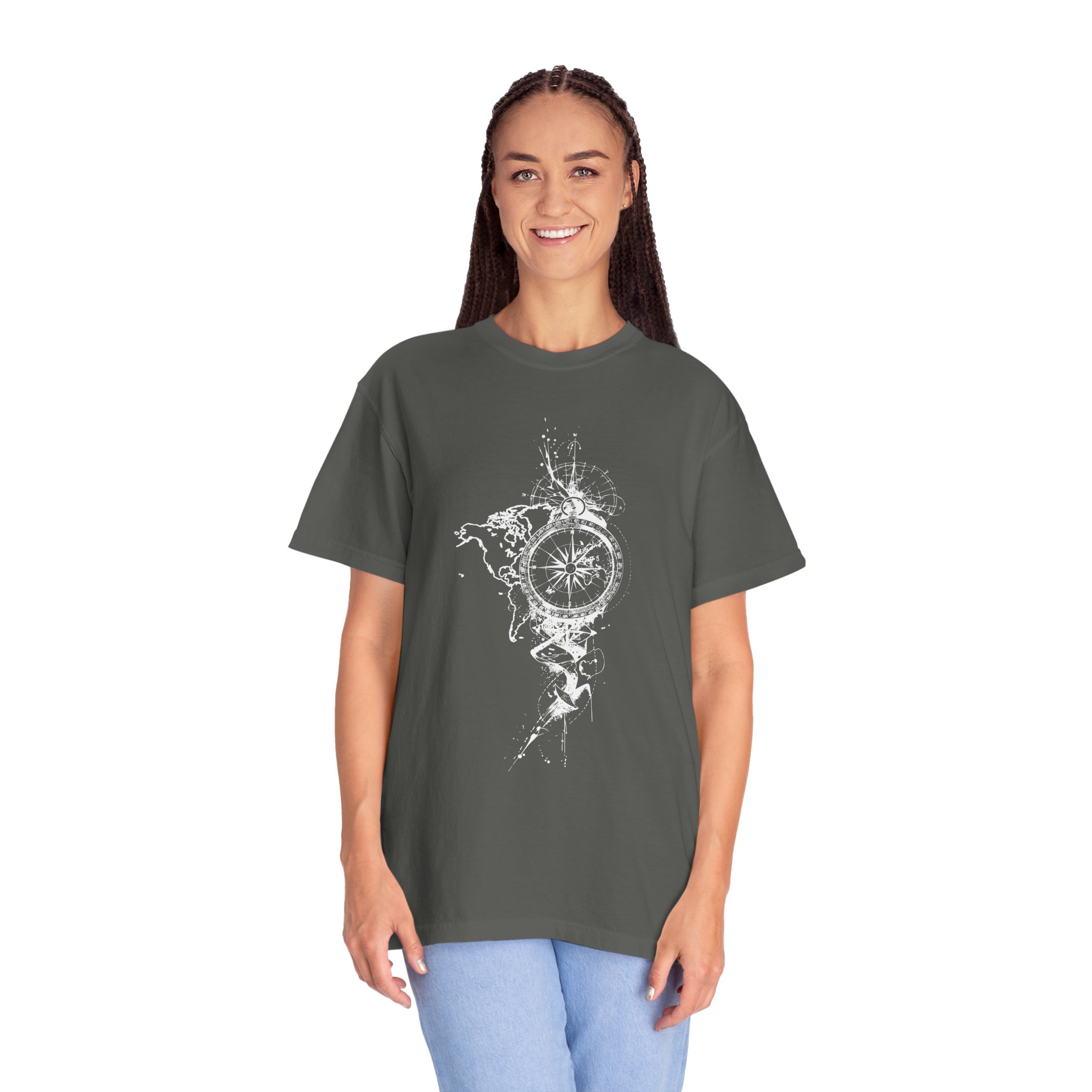 Compass Splash T-Shirt — Adventure Graphic Tee with Water Compass Design - Image 4