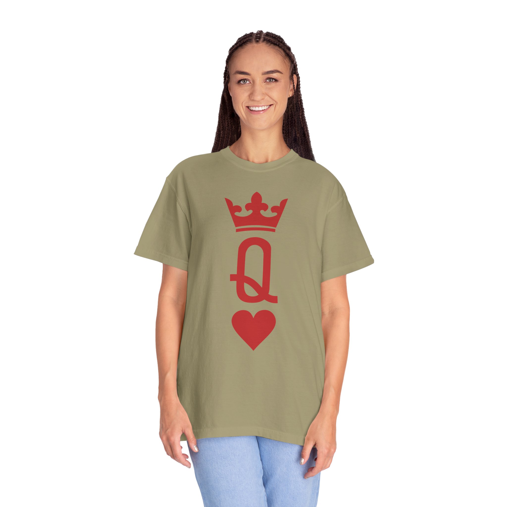 Queen of Hearts T-Shirt — Red Playing Card Q with Crown & Heart - Image 5