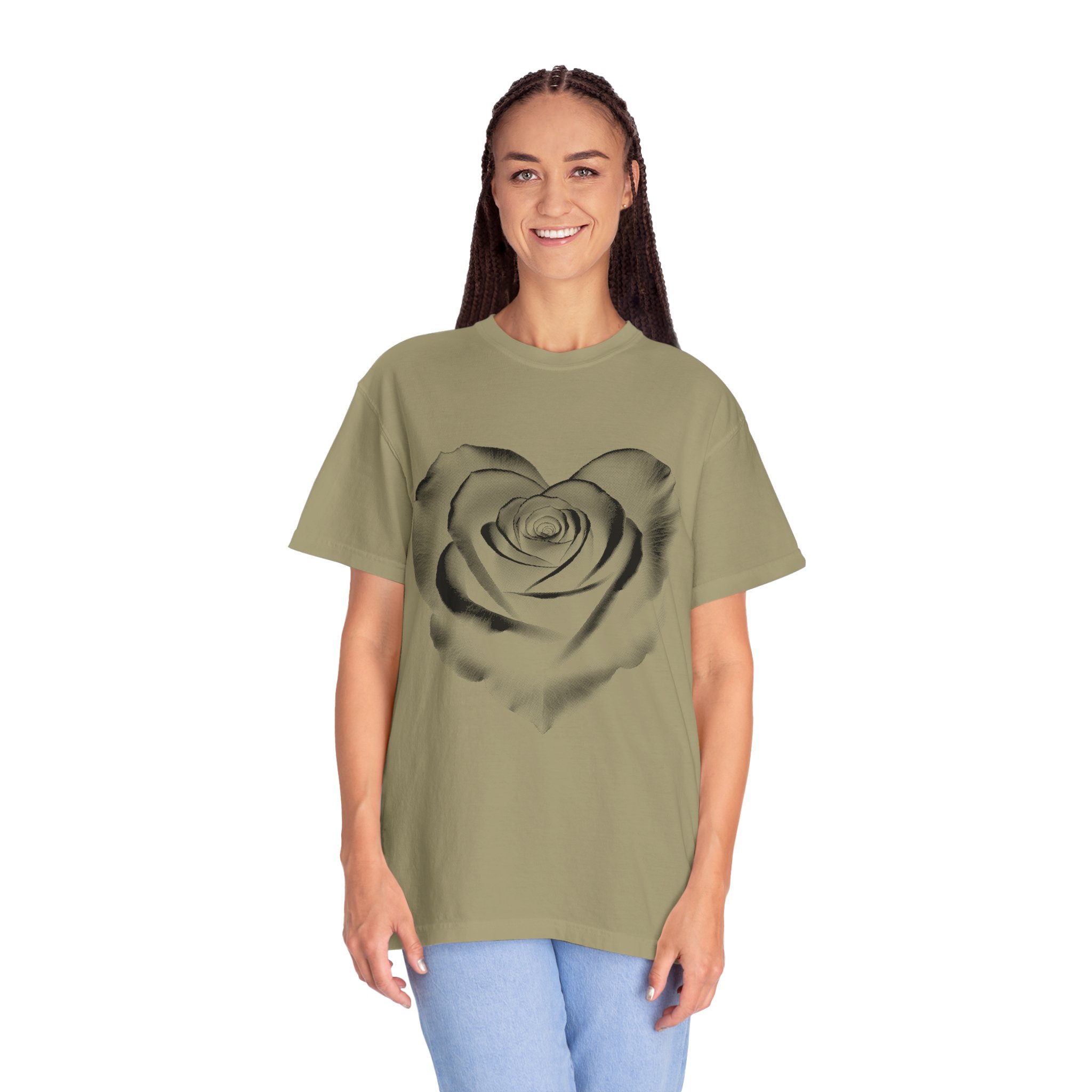 Rose Heart T-Shirt — Monochrome Floral Graphic Tee - Image 6
