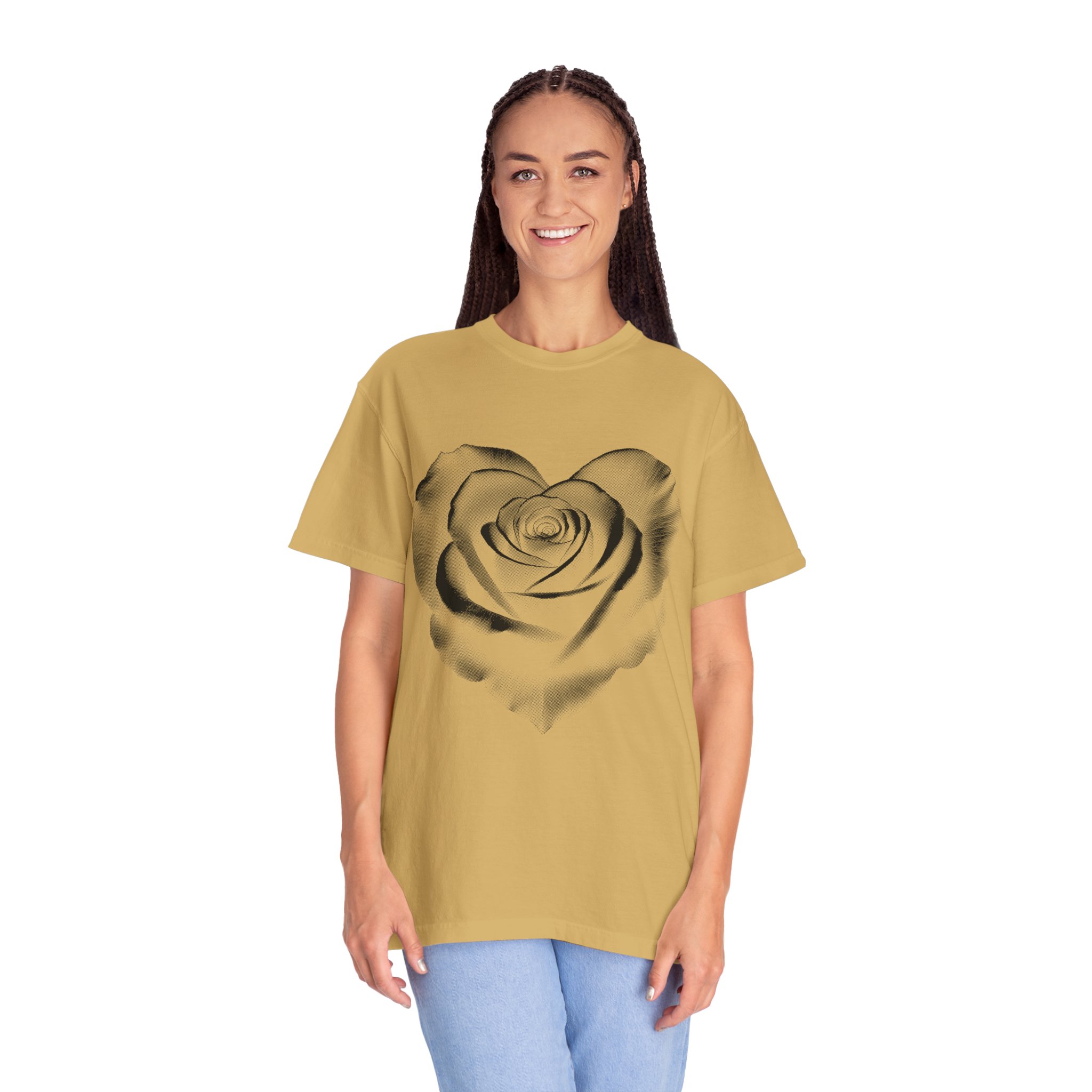 Rose Heart T-Shirt — Monochrome Floral Graphic Tee - Image 5