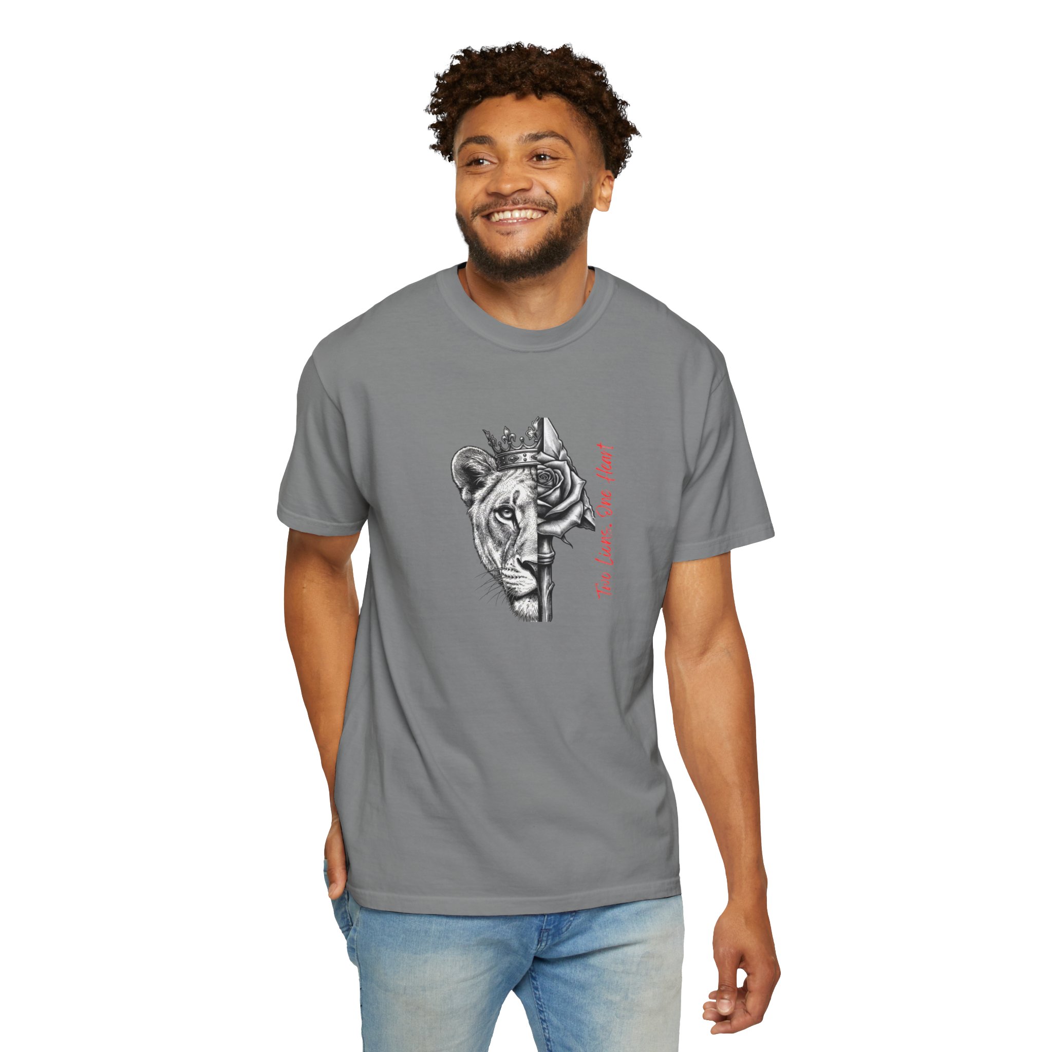 Lion King Crown T-Shirt — “You Love Your Heart” Artistic Half-Face Design - Image 8
