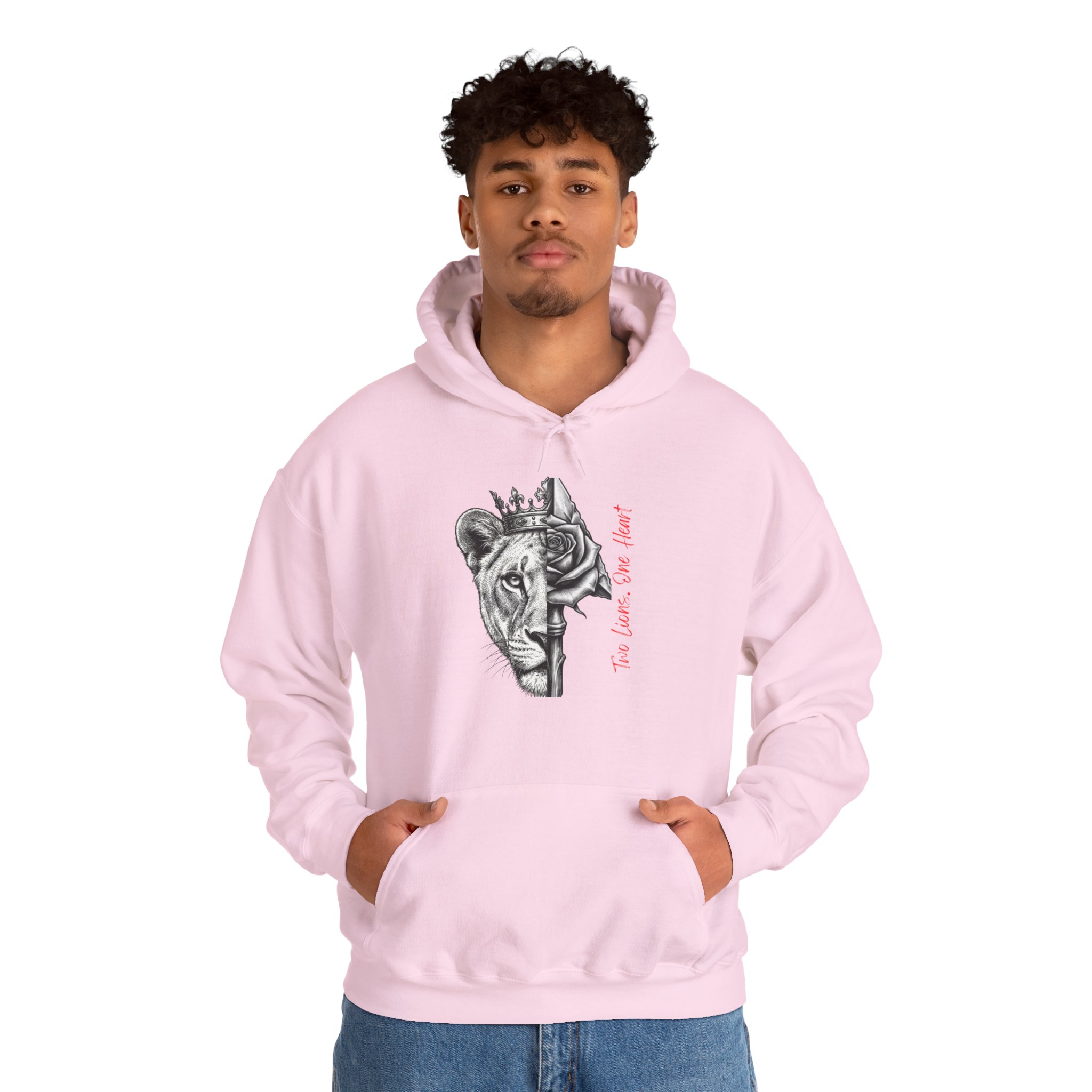 Lioness Crown Hoodie — Split Face Sketch with "Make Love Not War" Script - Image 12