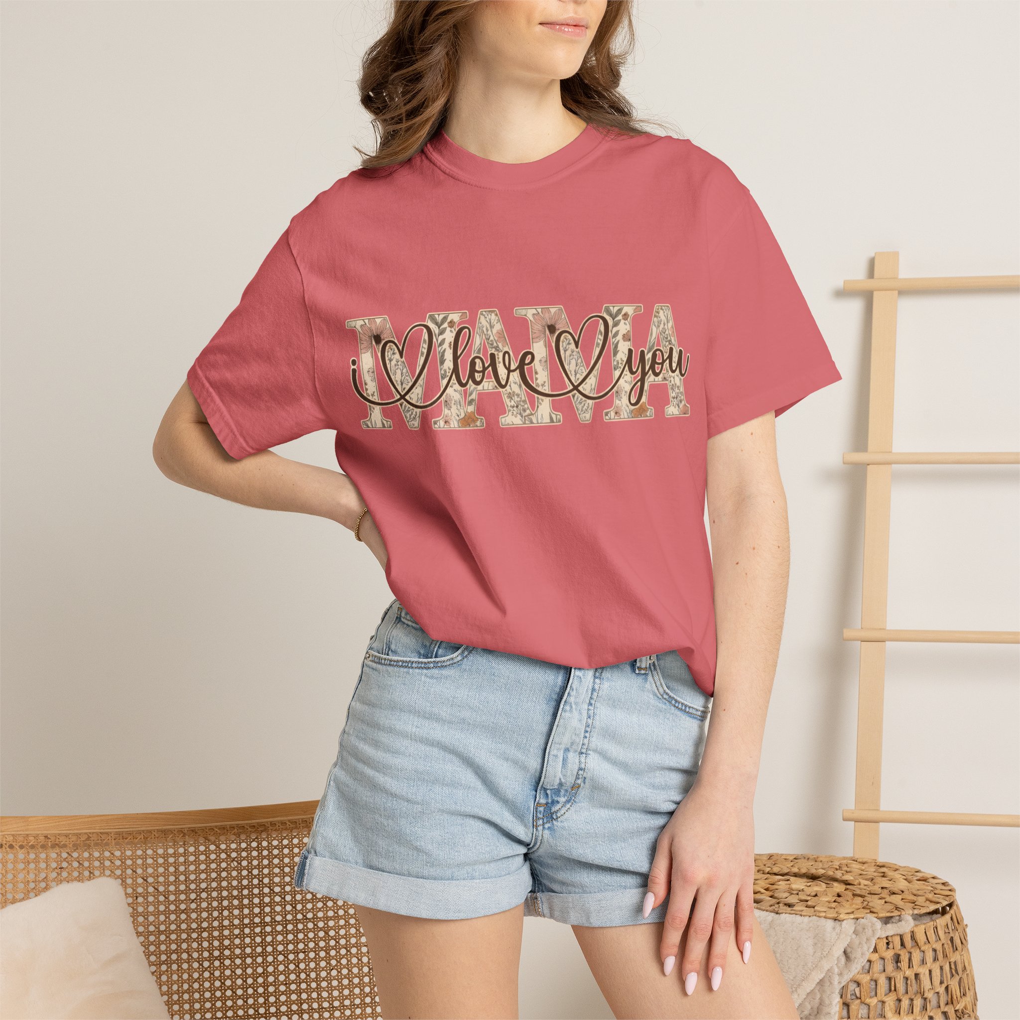 Mama I Love You T-Shirt — Floral Leopard Mom Tee - Image 91