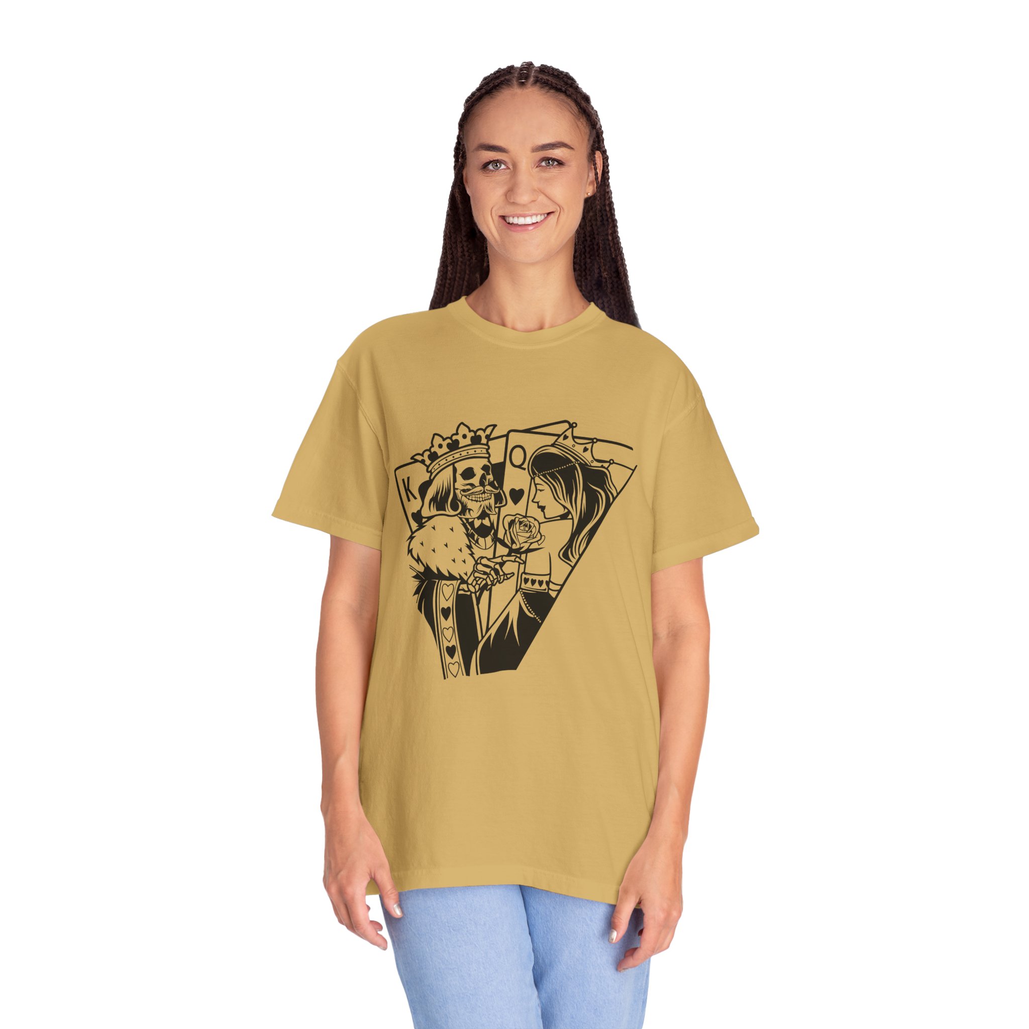 King & Queen Playing Card T-Shirt — Skeletal Romance Graphic Tee - Image 5