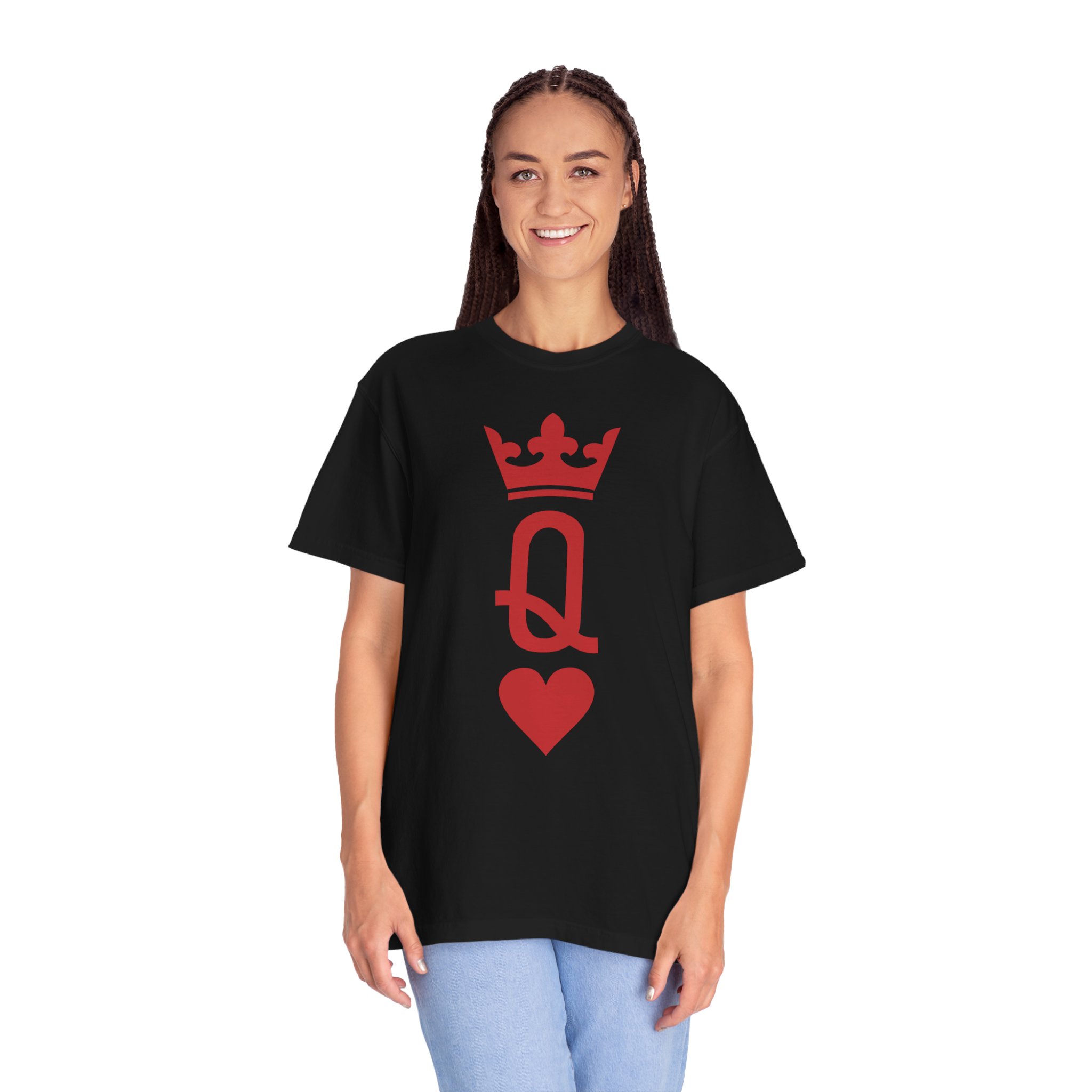 Queen of Hearts T-Shirt — Red Playing Card Q with Crown & Heart - Image 16