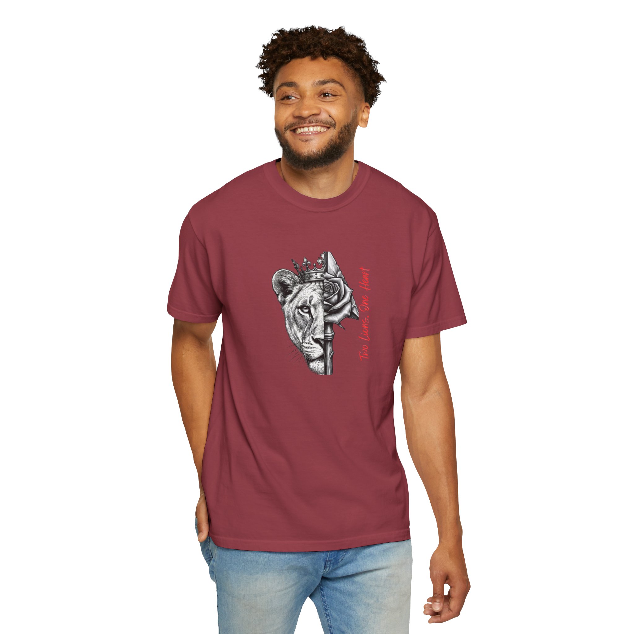 Lion King Crown T-Shirt — “You Love Your Heart” Artistic Half-Face Design - Image 19