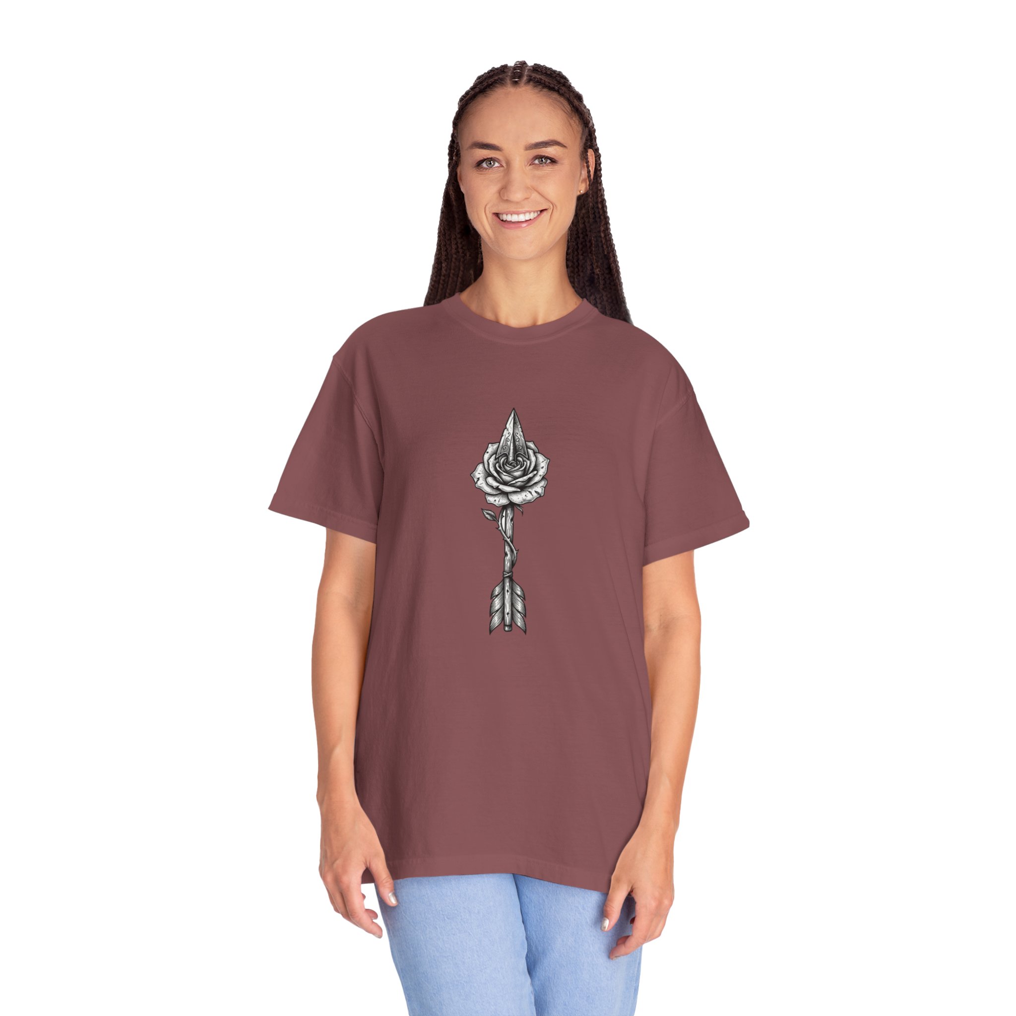 Rose Arrow T-Shirt — Minimal Floral Arrow Graphic Tee - Image 3