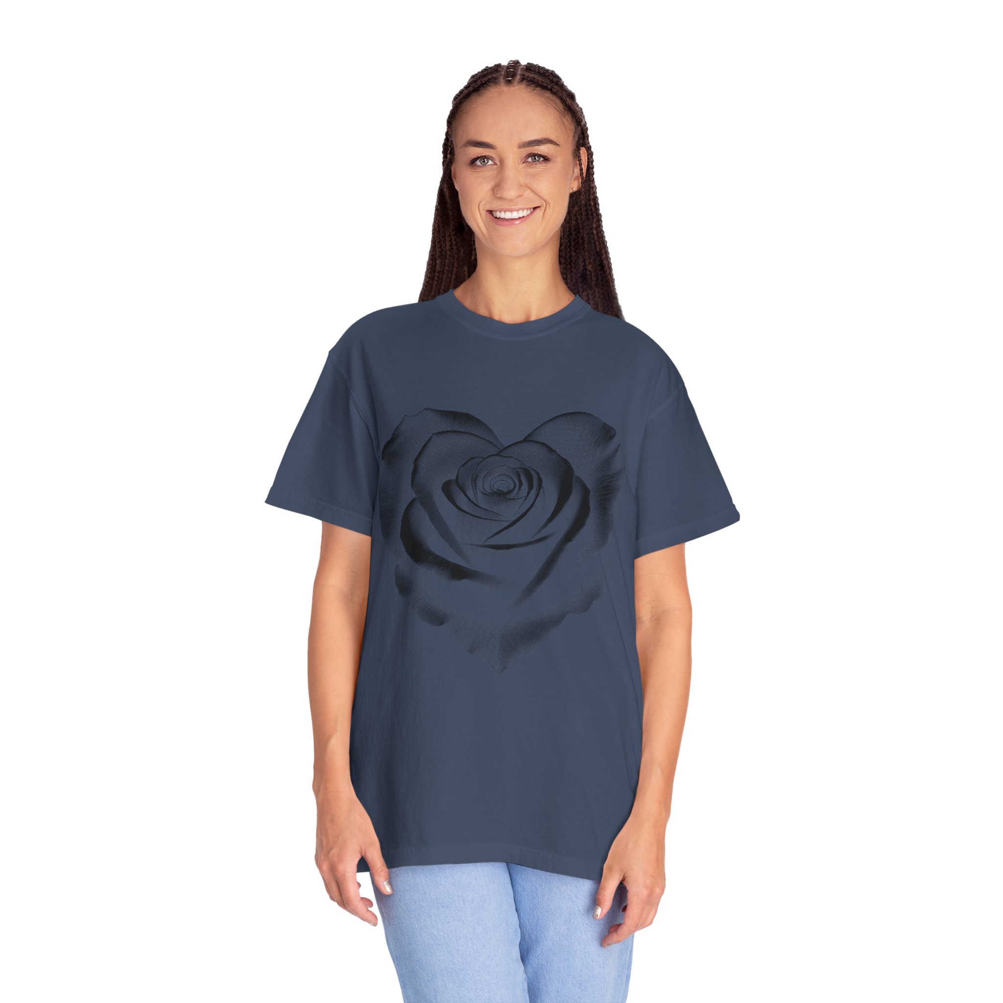 Rose Heart T-Shirt — Monochrome Floral Graphic Tee - Image 15