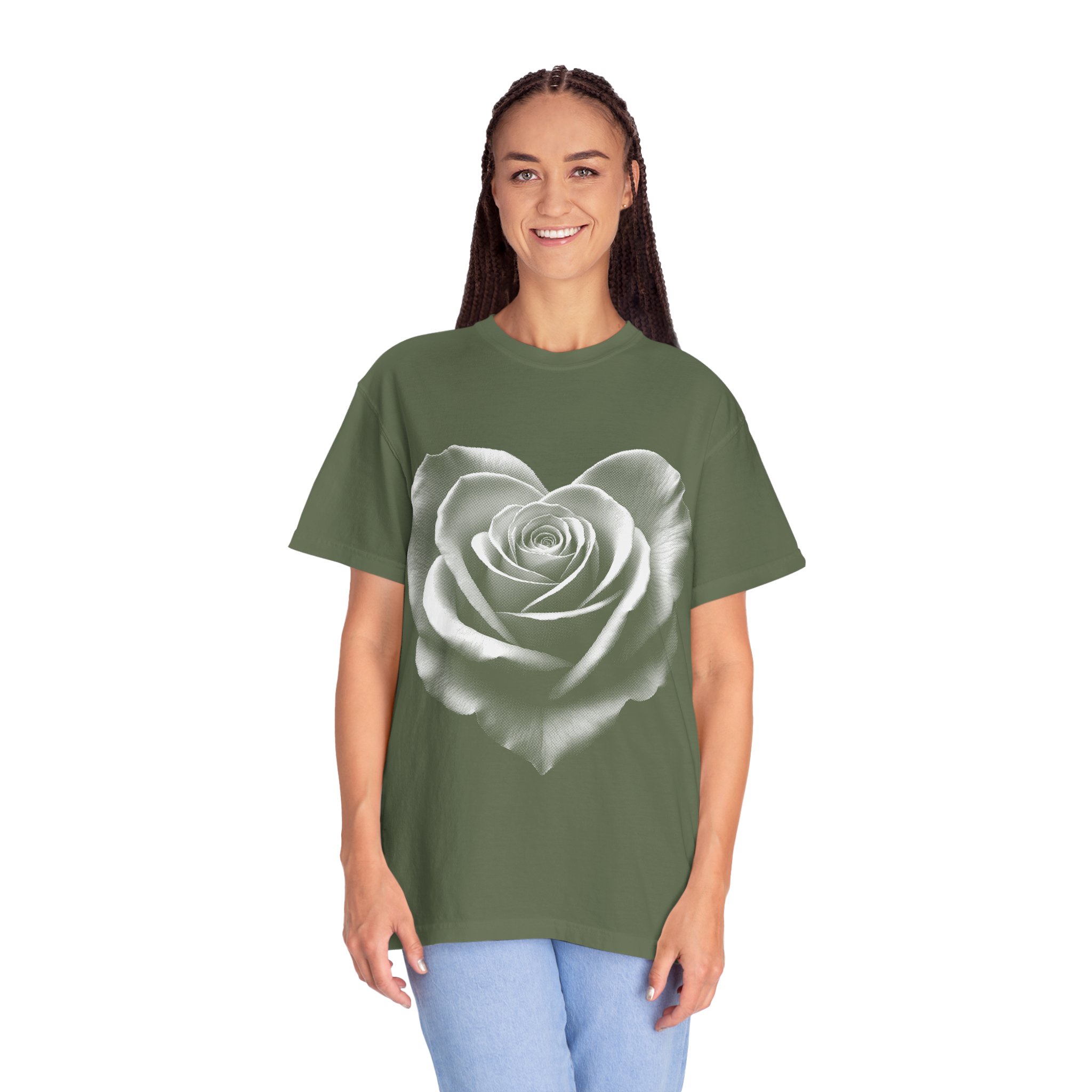 Rose Heart T-Shirt — Vintage White Rose Graphic Tee for Women & Men - Image 7