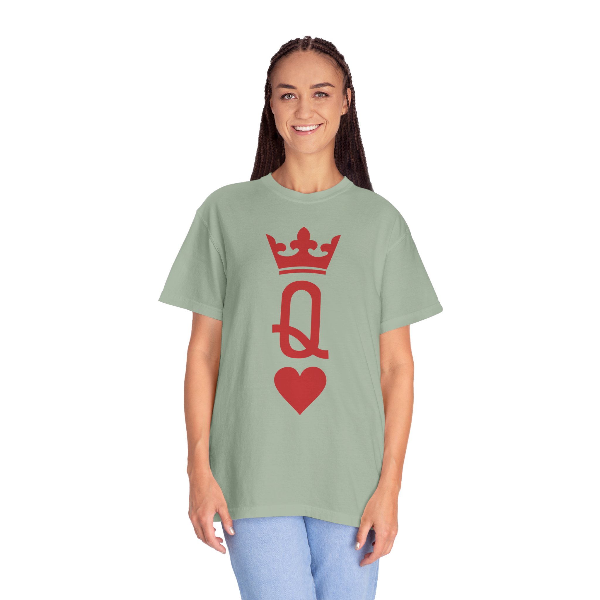 Queen of Hearts T-Shirt — Red Playing Card Q with Crown & Heart - Image 10