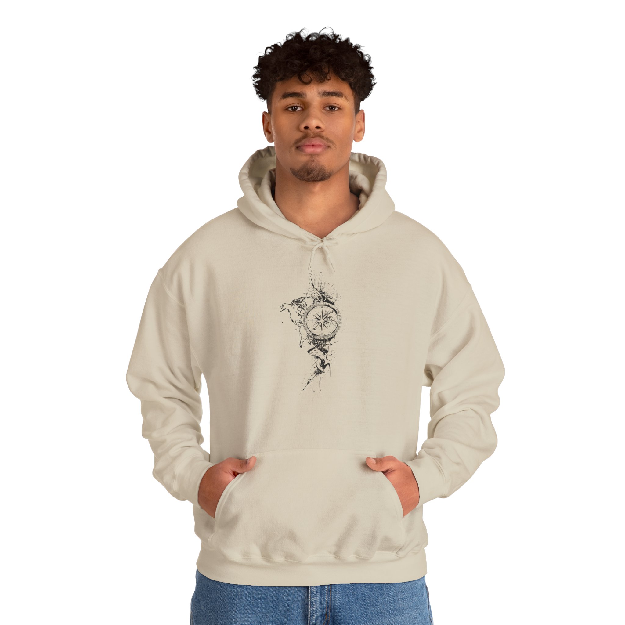 Compass Rose Hoodie — Minimal Nautical Compass Illustration Hoodie - Image 3