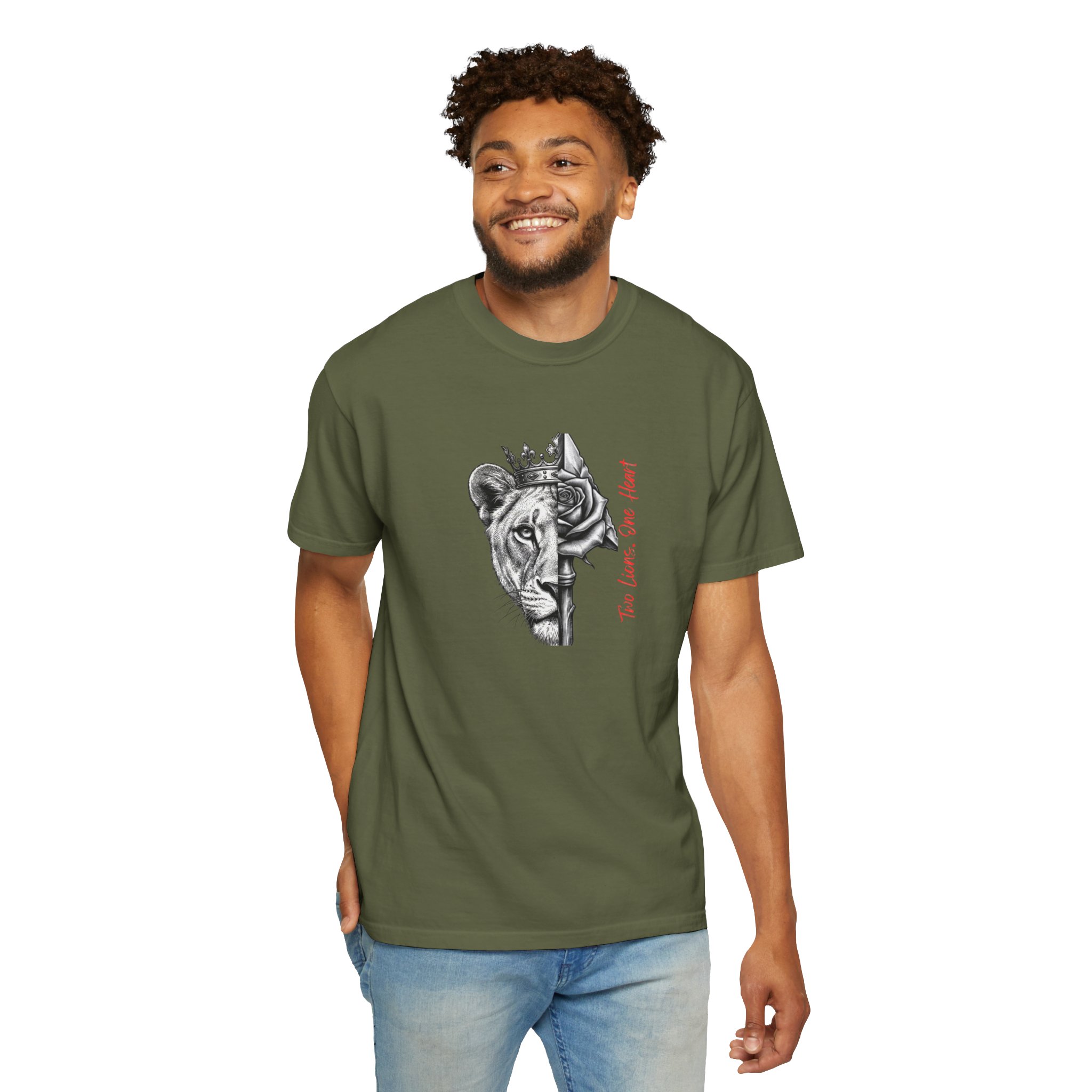 Lion King Crown T-Shirt — “You Love Your Heart” Artistic Half-Face Design - Image 10