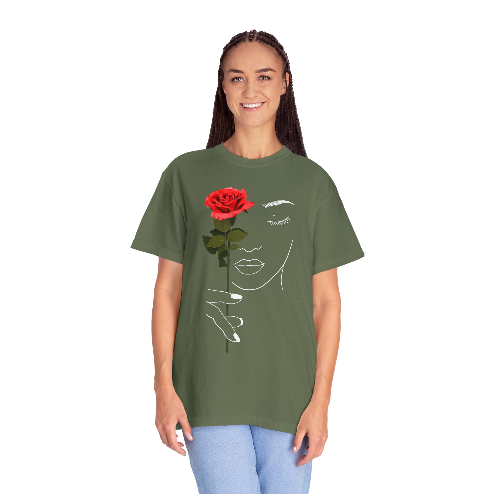 Rose Face Line Art T-Shirt — Minimalist Floral Graphic Tee - Image 15