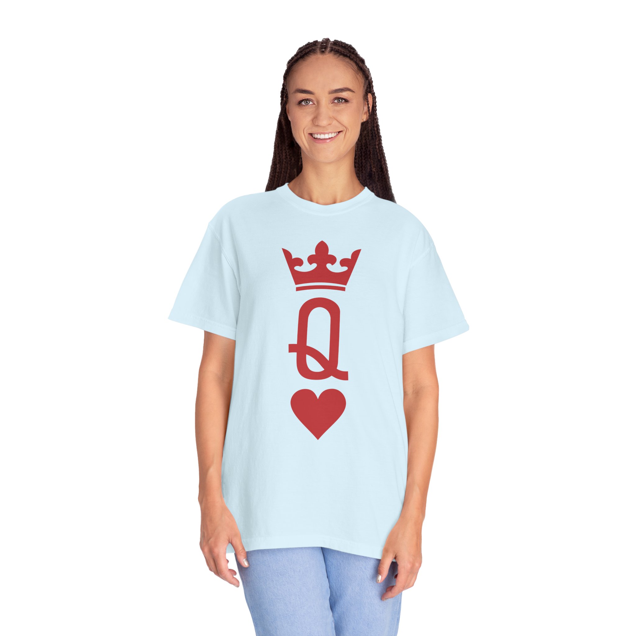Queen of Hearts T-Shirt — Red Playing Card Q with Crown & Heart - Image 12