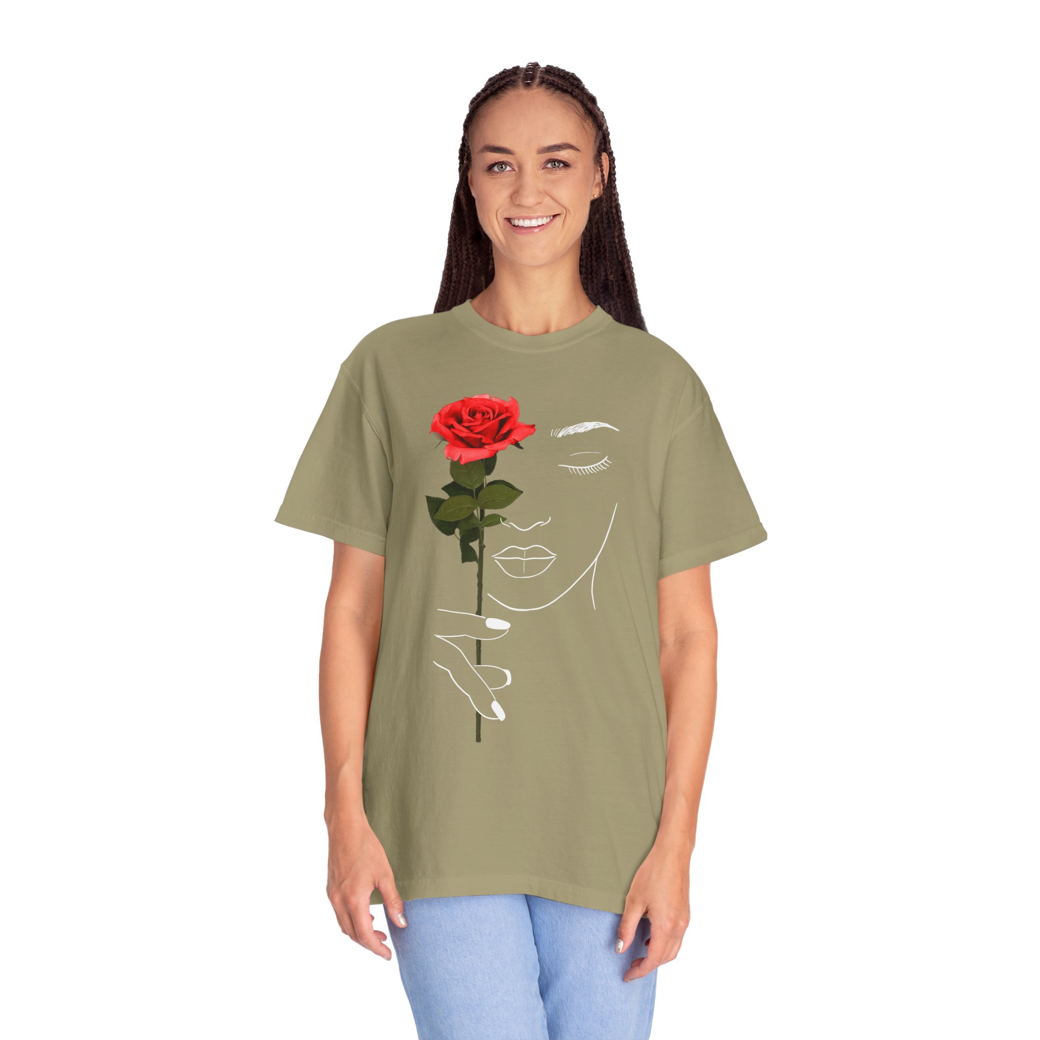 Rose Face Line Art T-Shirt — Minimalist Floral Graphic Tee - Image 12