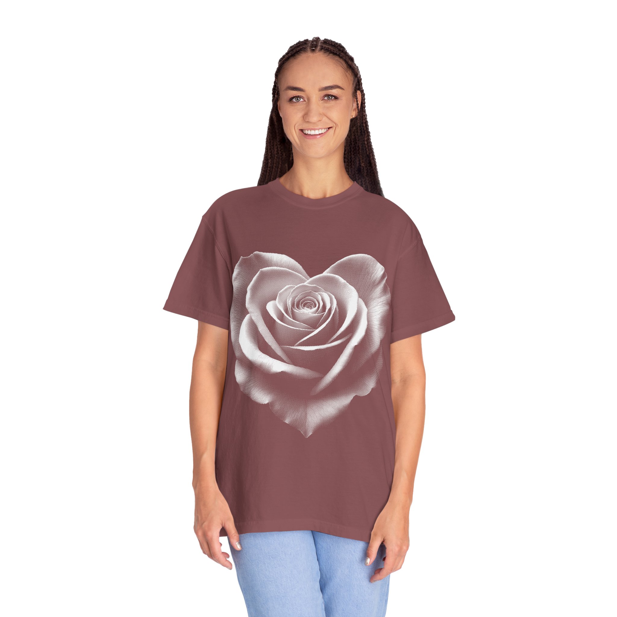 Rose Heart T-Shirt — Vintage White Rose Graphic Tee for Women & Men - Image 3