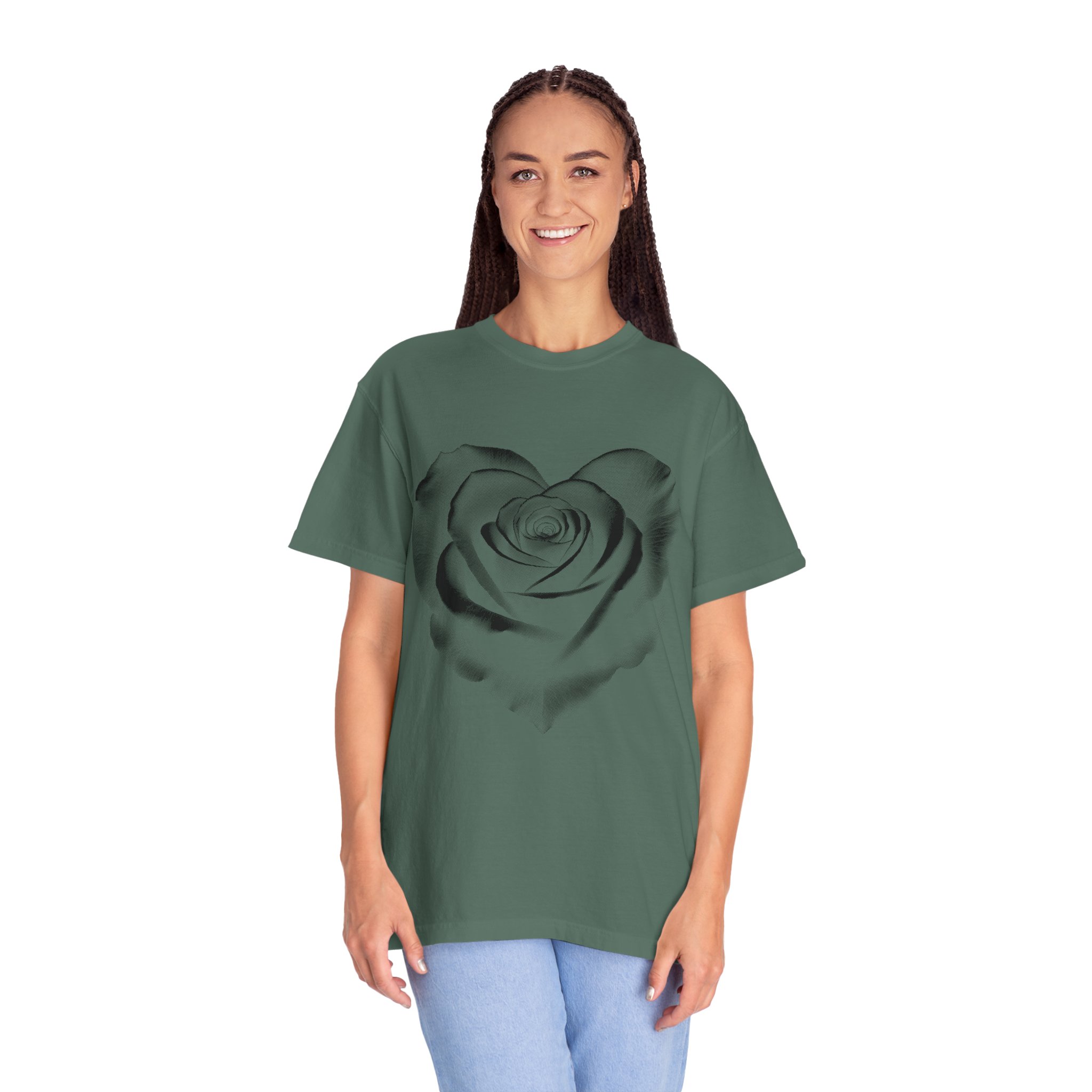 Rose Heart T-Shirt — Monochrome Floral Graphic Tee - Image 10