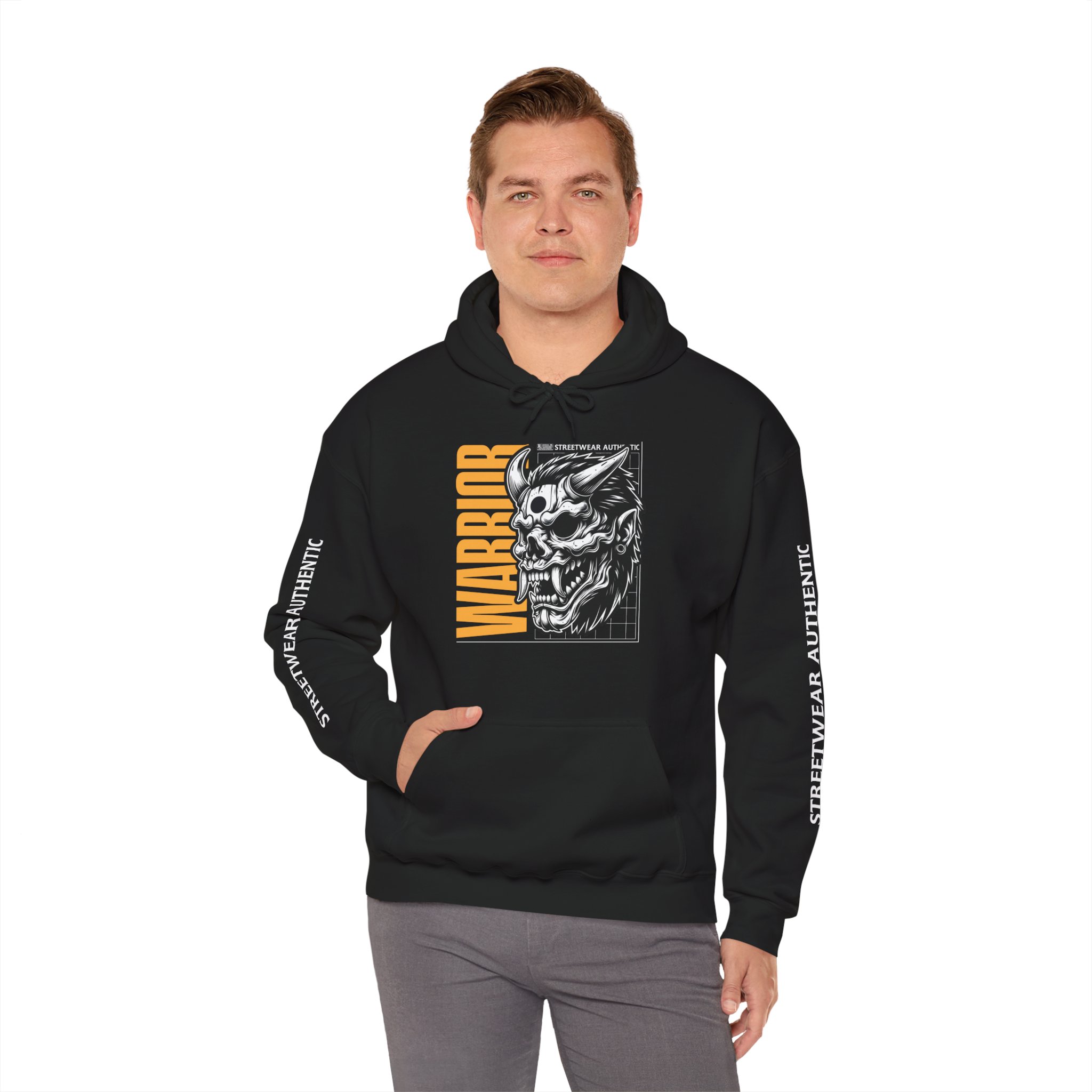 Warrior Demon Skull Hoodie — Bold Graphic Streetwear Pullover