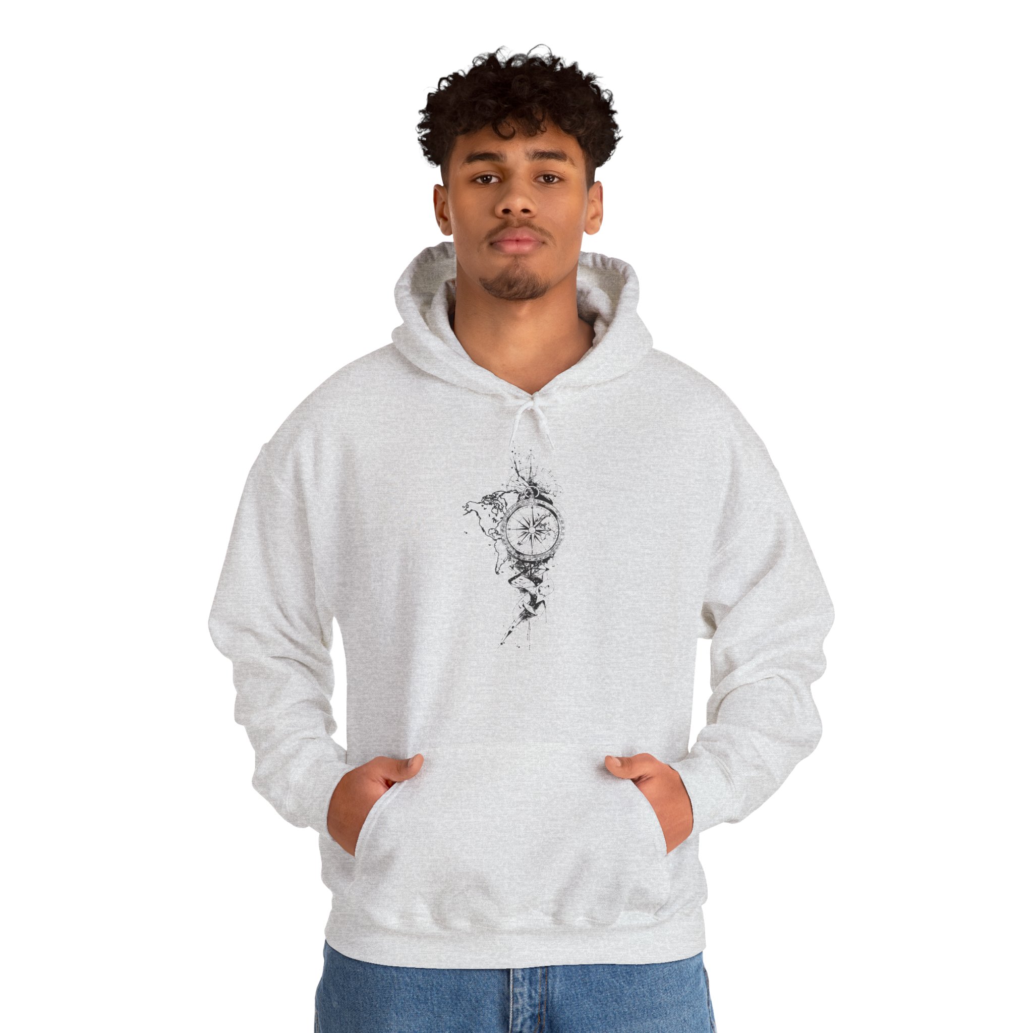 Compass Rose Hoodie — Minimal Nautical Compass Illustration Hoodie - Image 2