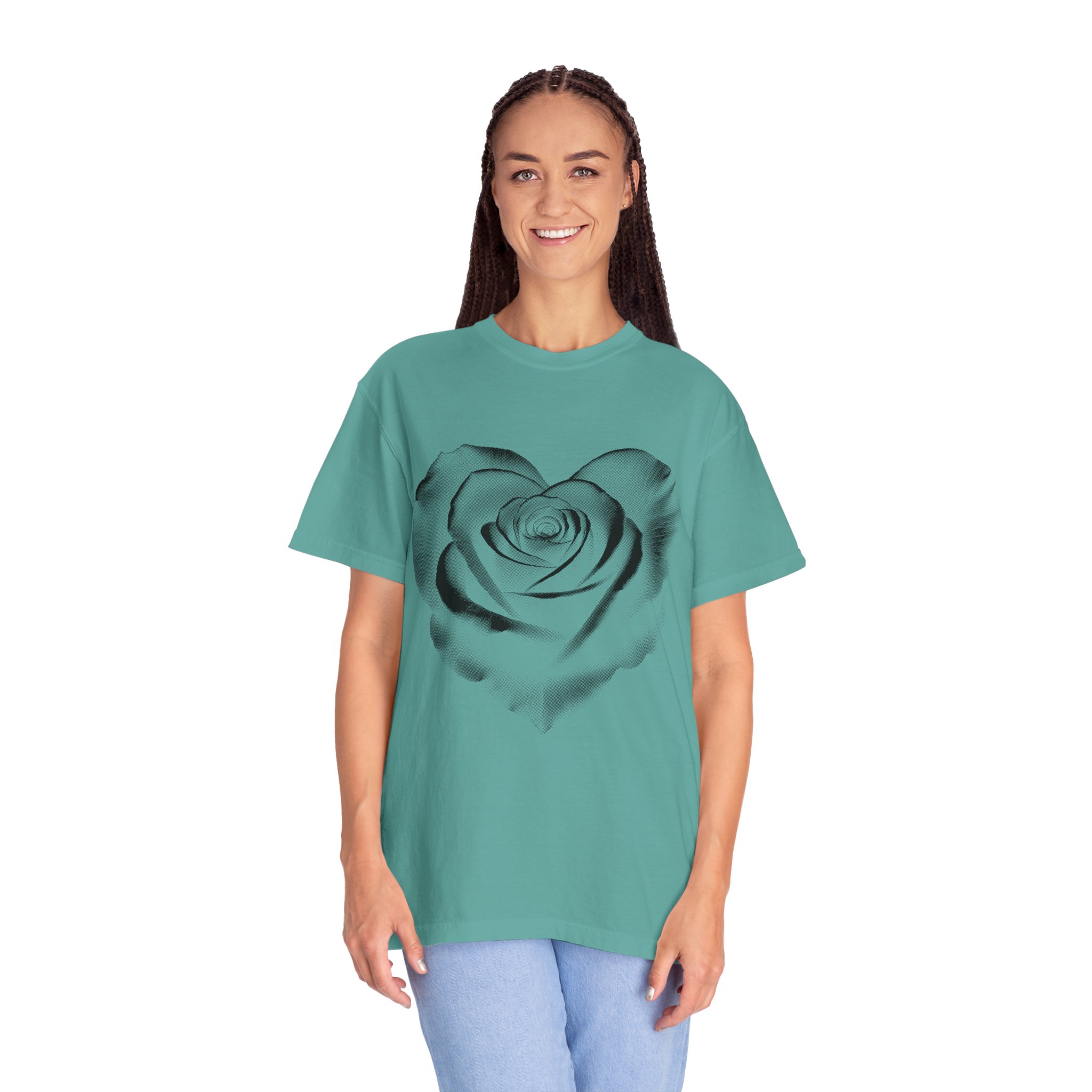 Rose Heart T-Shirt — Monochrome Floral Graphic Tee - Image 11