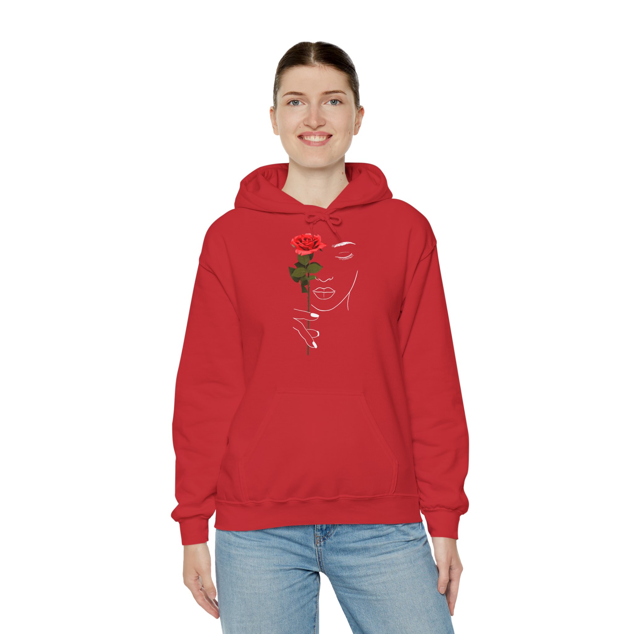 Rose Face Hoodie — Minimal Line Art Floral Pullover - Image 8