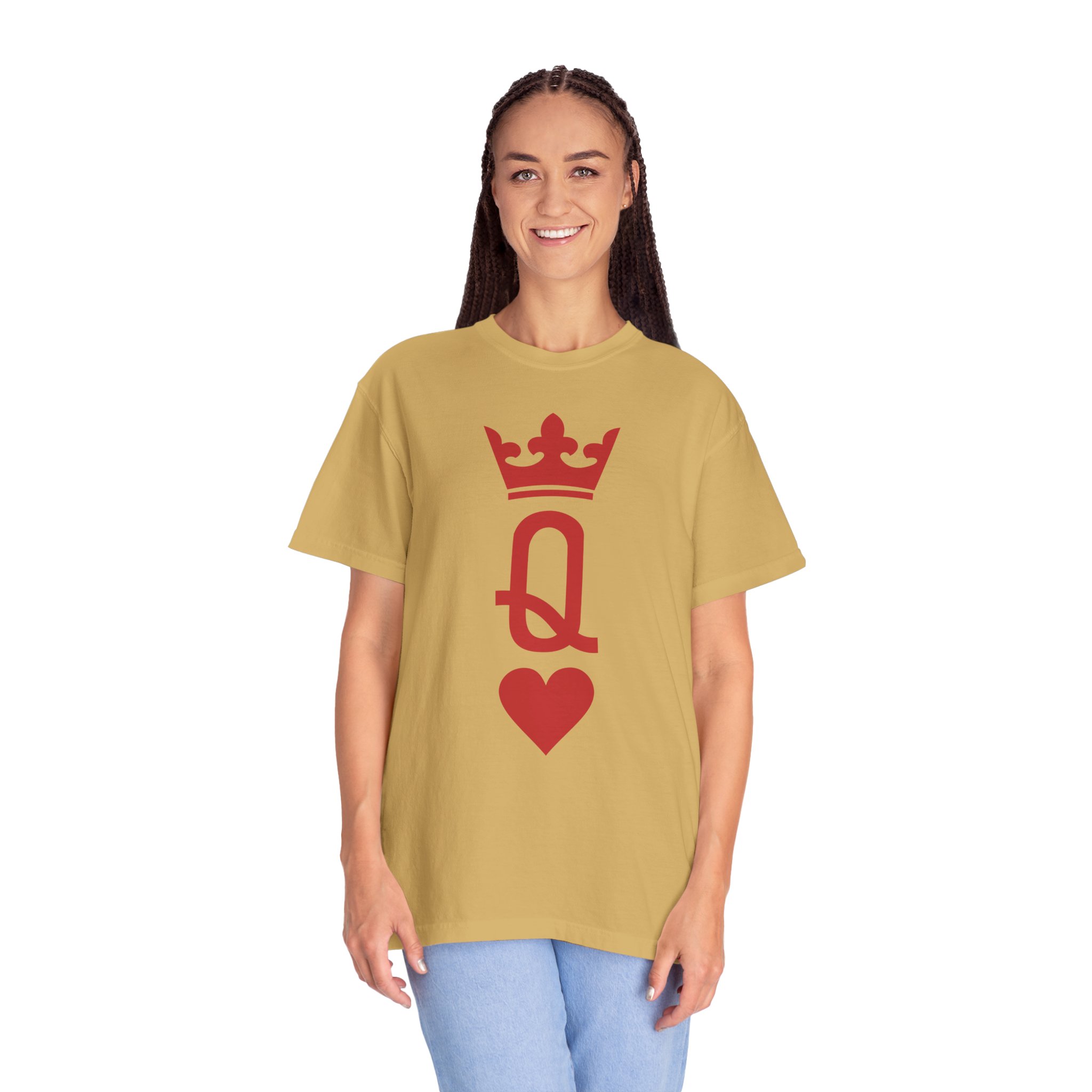 Queen of Hearts T-Shirt — Red Playing Card Q with Crown & Heart - Image 4