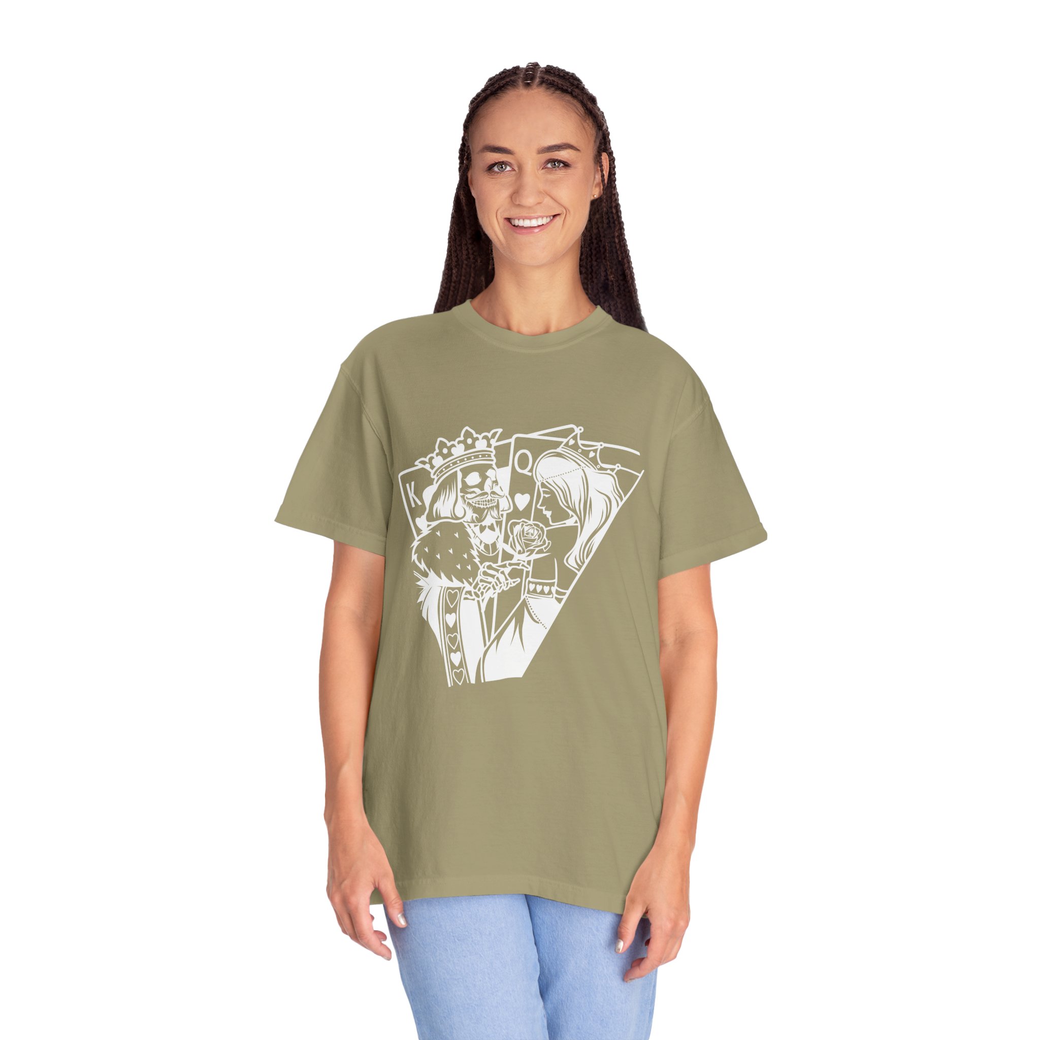 King and Queen Playing Cards T-Shirt — Romantic Card Game Illustration - Image 6