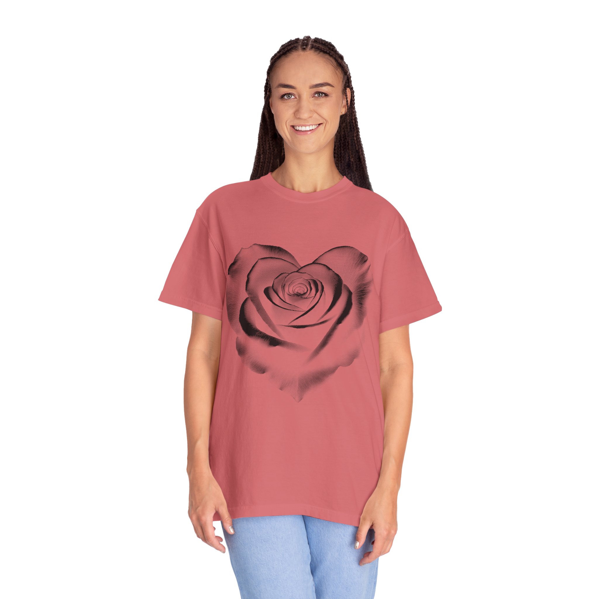 Rose Heart T-Shirt — Monochrome Floral Graphic Tee - Image 19