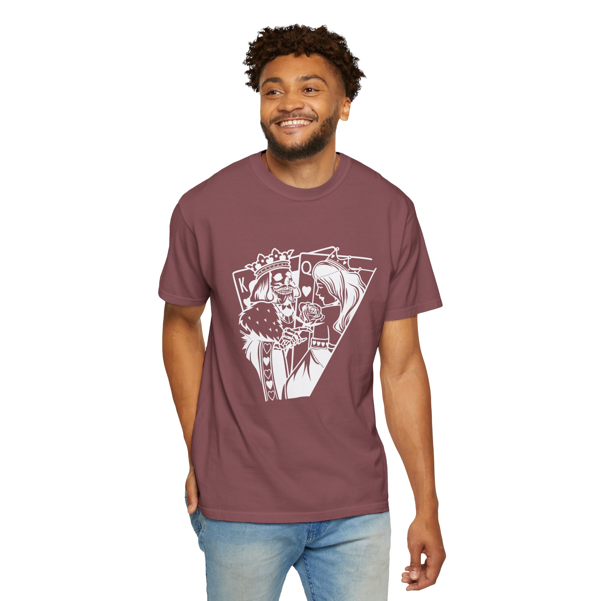 Playing Card King & Queen T-Shirt — Romantic Royalty Graphic Tee - Image 2