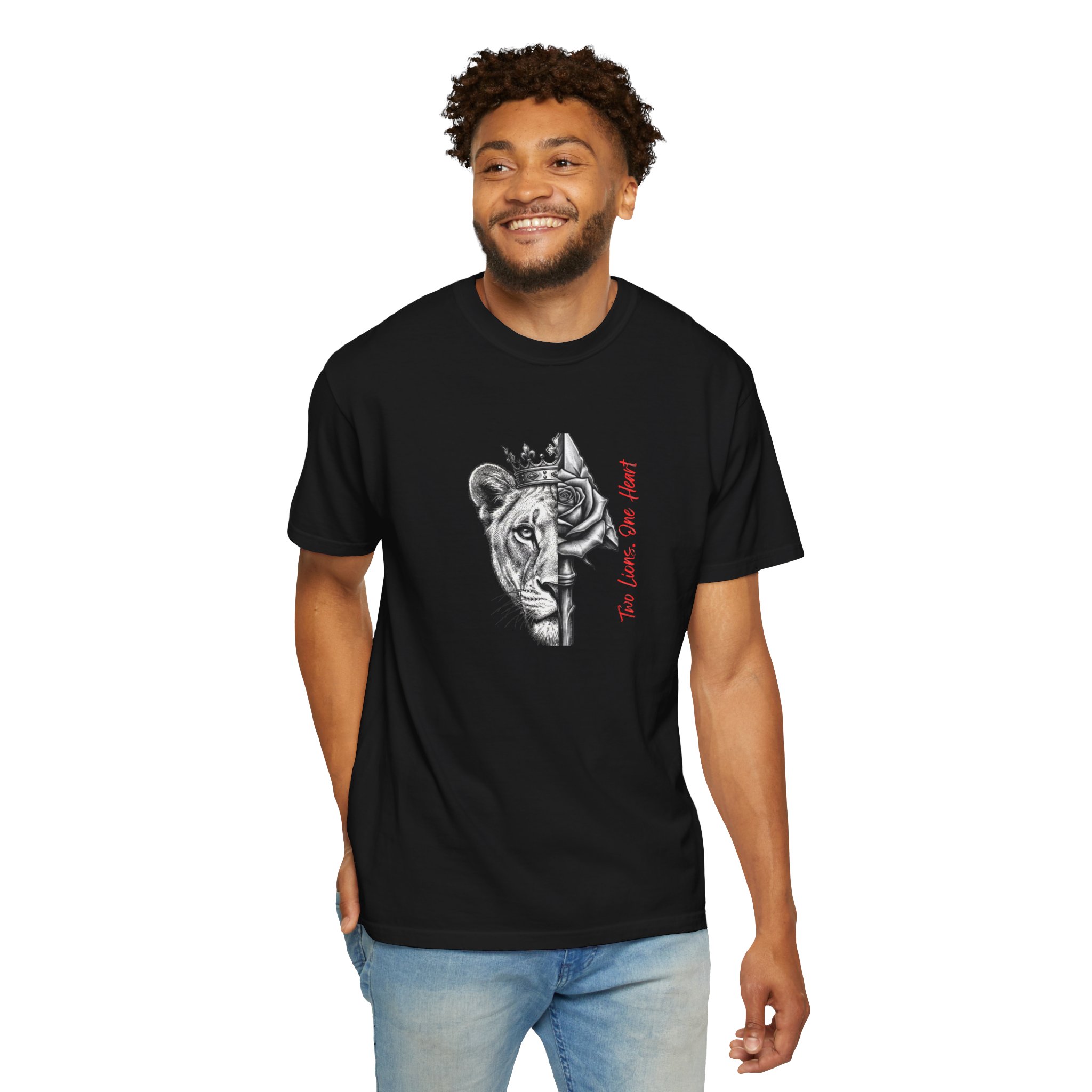 Lion King Crown T-Shirt — “You Love Your Heart” Artistic Half-Face Design - Image 17