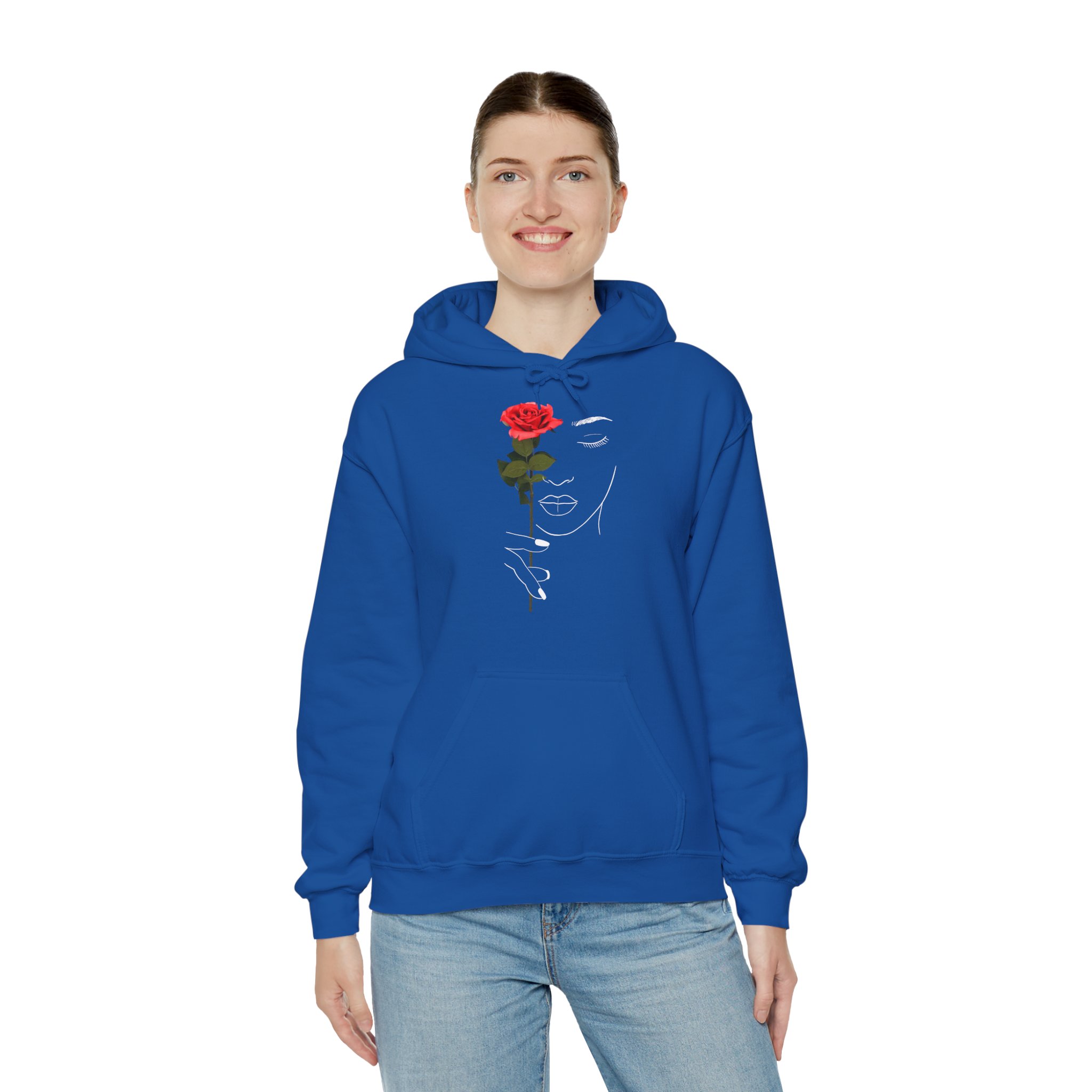 Rose Face Hoodie — Minimal Line Art Floral Pullover - Image 6